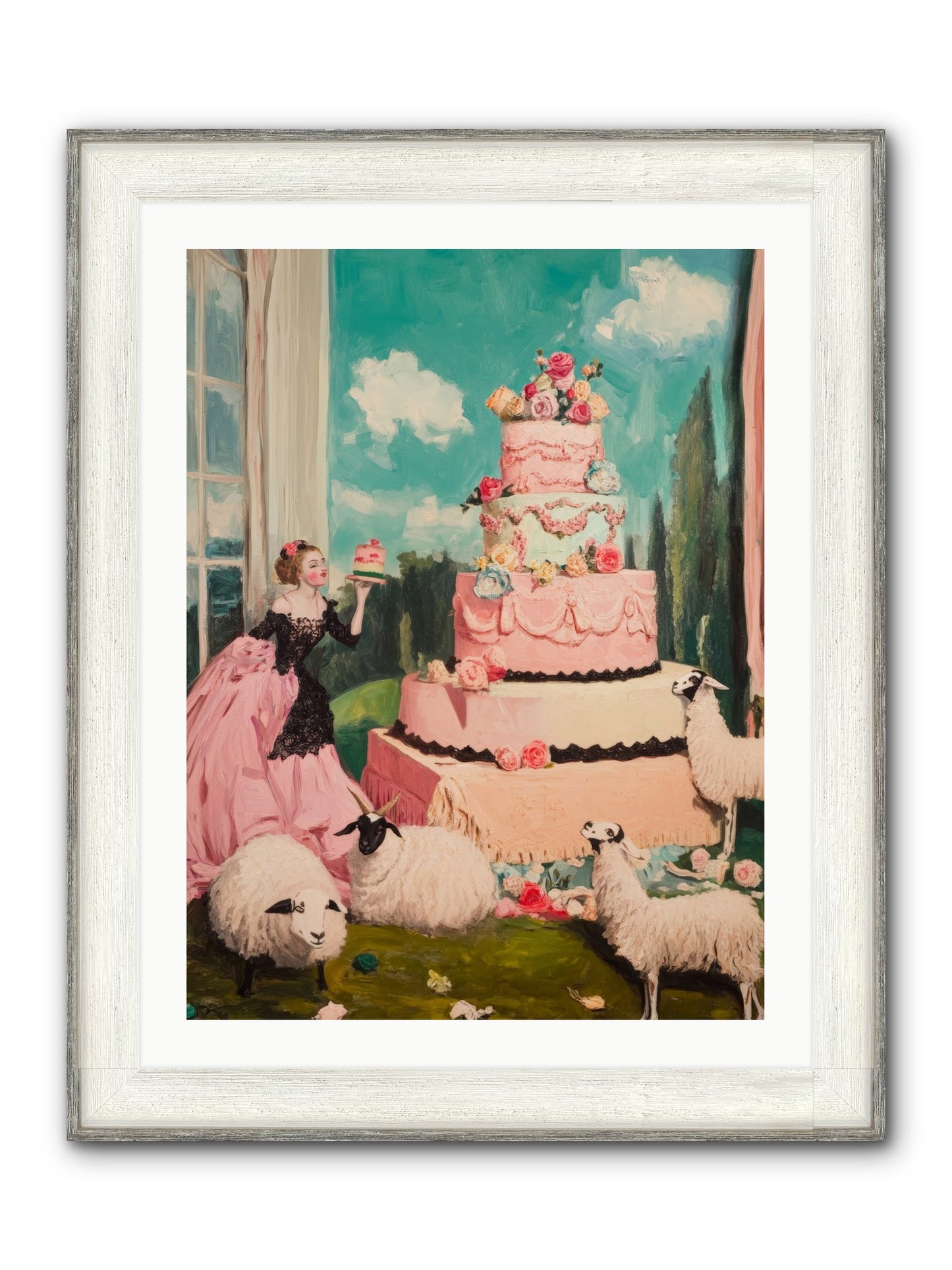 Pasture To Paris Framed Print - Driftwood White 24x32