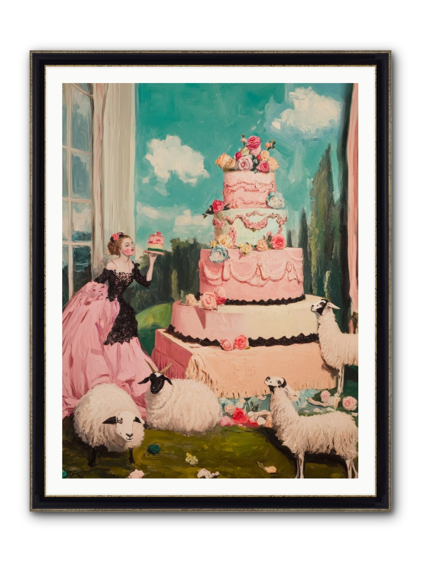 Pasture To Paris Framed Print - Black & Gold 36x48