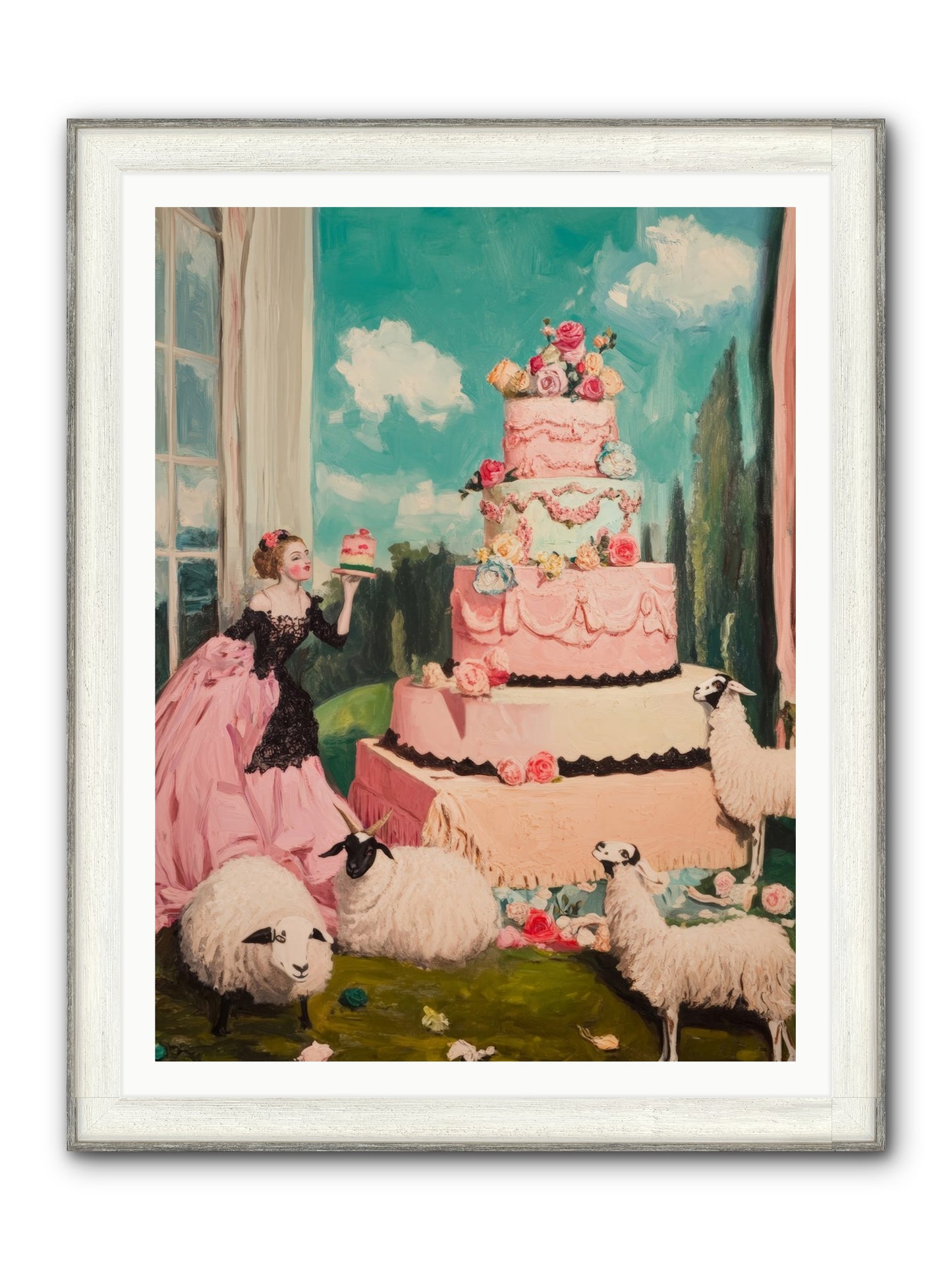 Pasture To Paris Framed Print - Driftwood White 36x48