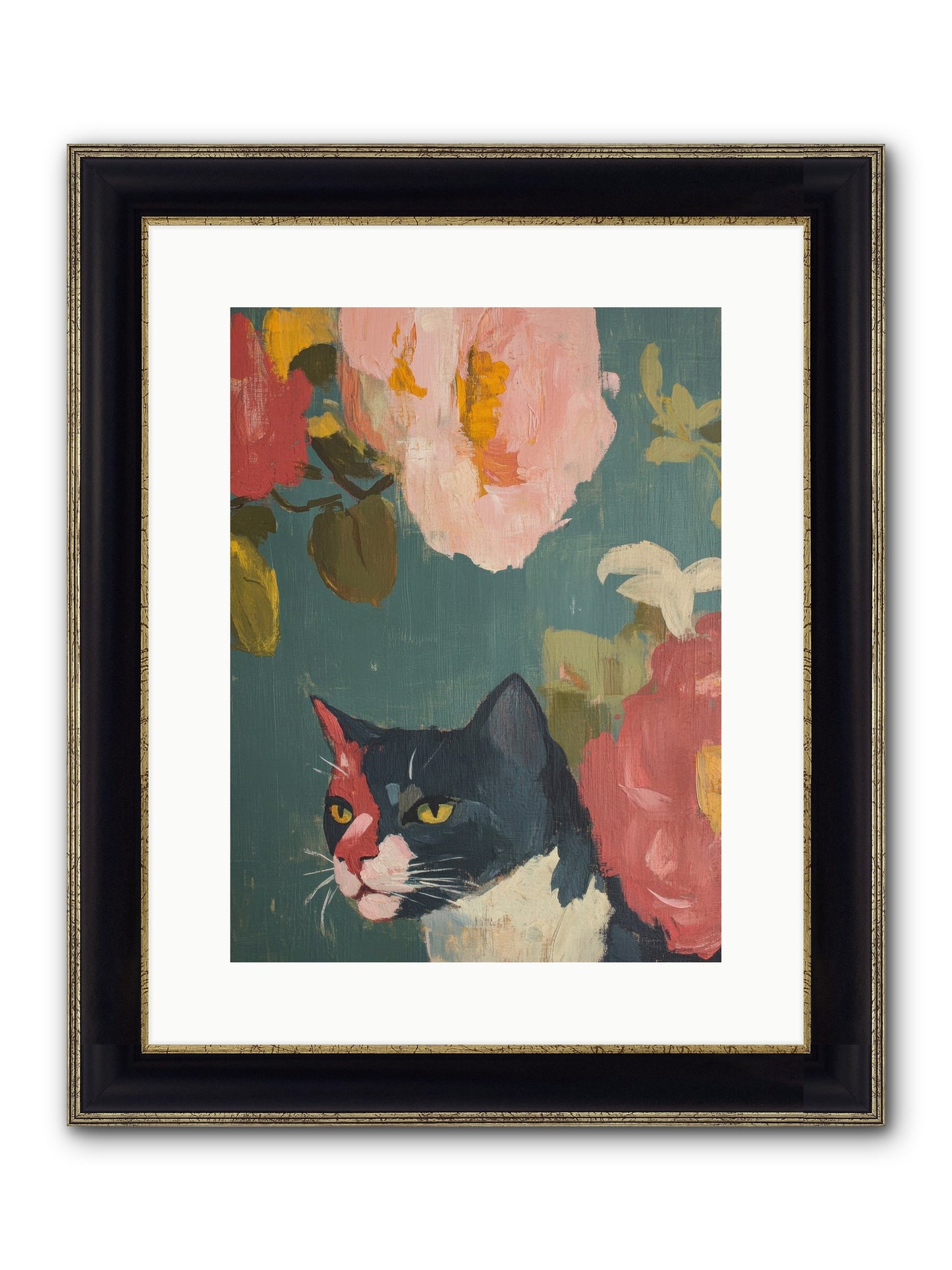 Patchwork Darling Framed Print - Black & Gold 12x16