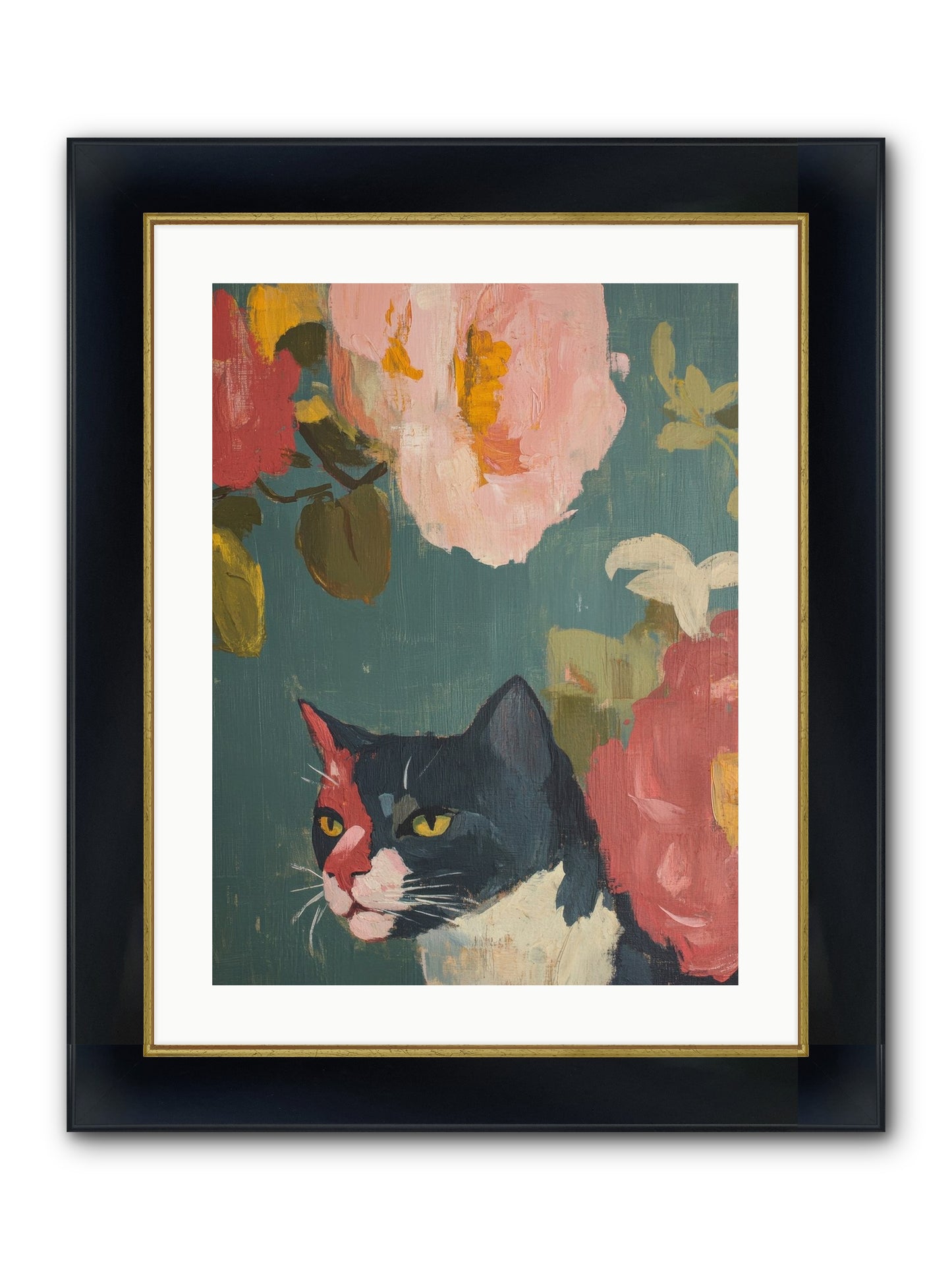 Patchwork Darling Framed Print - Wide Black w/Gold 18x24