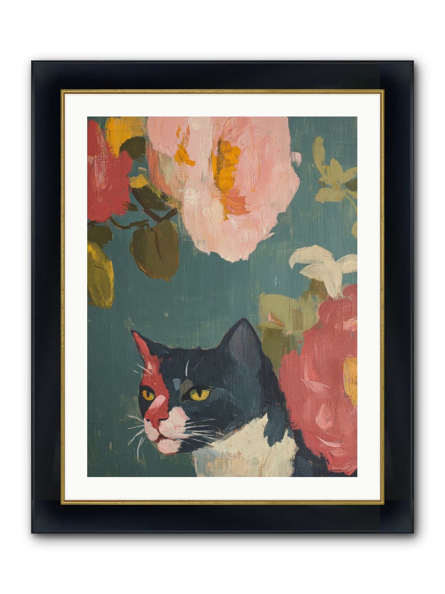 Patchwork Darling Framed Print - Wide Black w/Gold 24x32