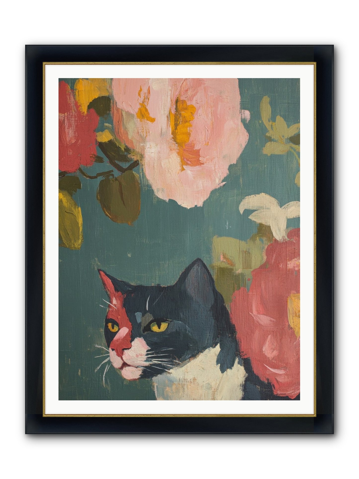 Patchwork Darling Framed Print - Wide Black w/Gold 36x48