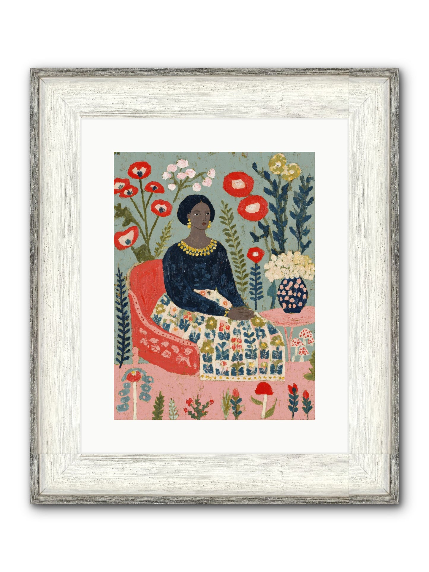 Patchwork Petals & Promise Framed Print - Driftwood White 12x16