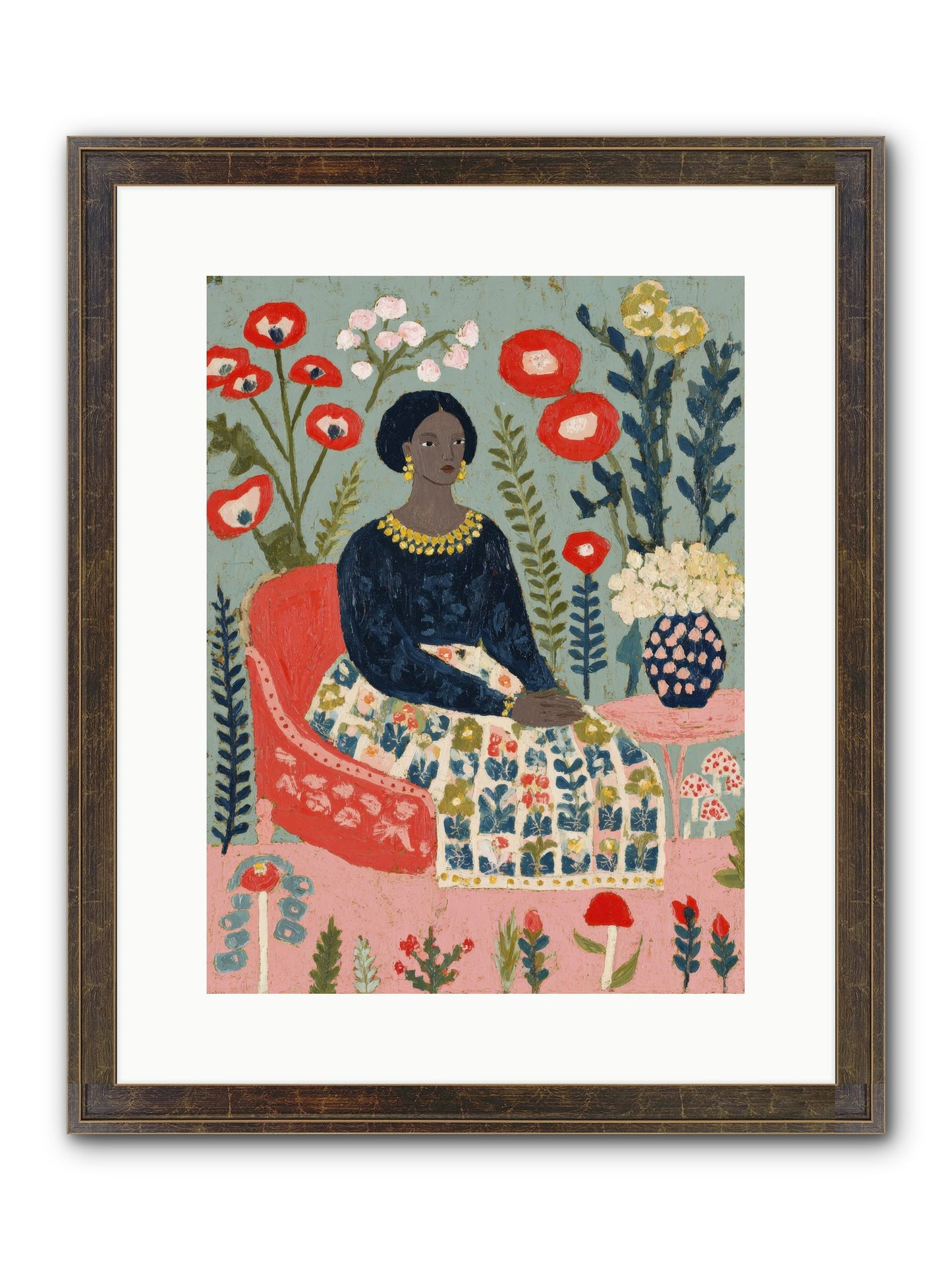 Patchwork Petals & Promise Framed Print - Slimwoods Black/Gold 12x16