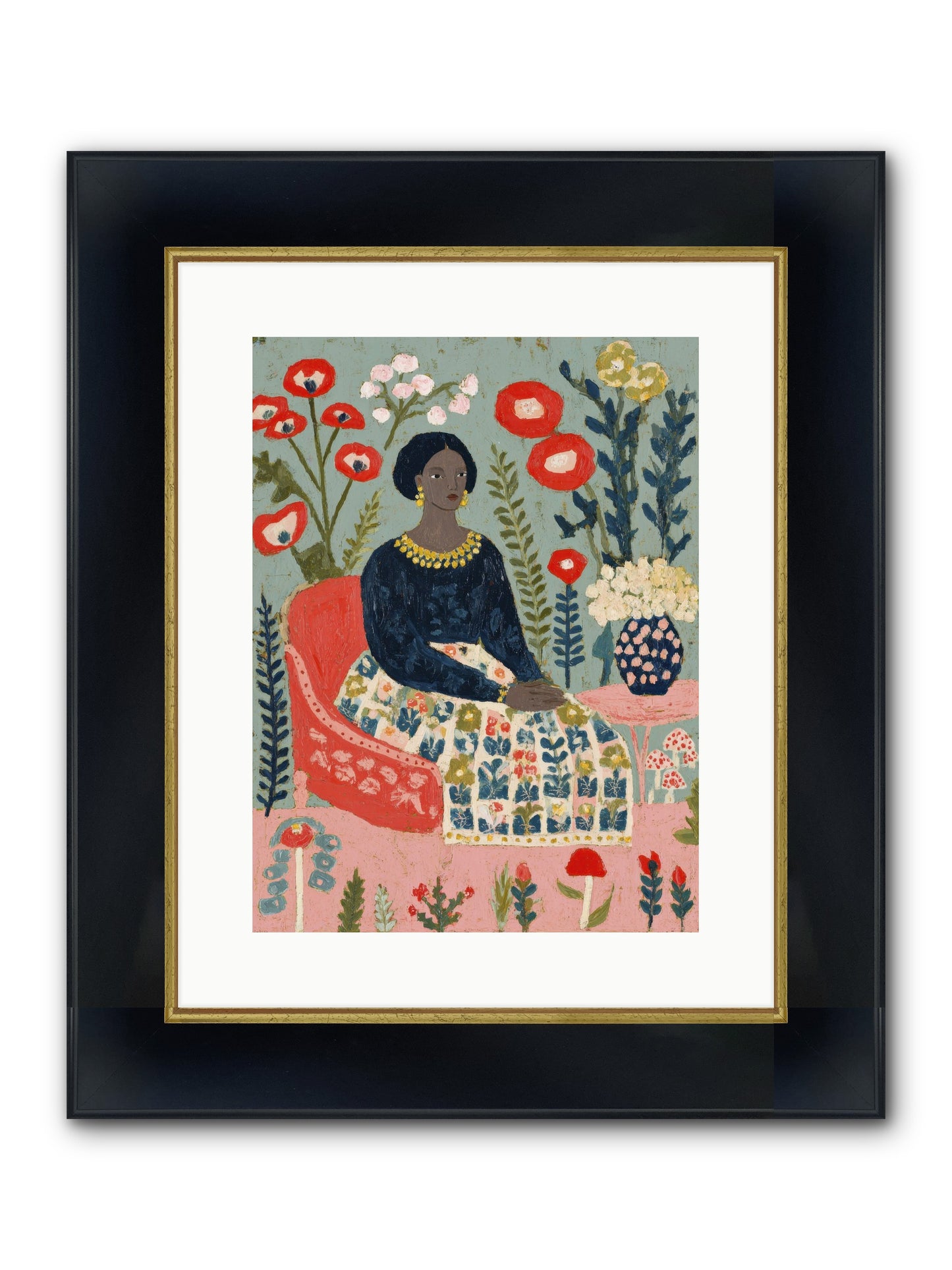 Patchwork Petals & Promise Framed Print - Wide Black w/Gold 12x16