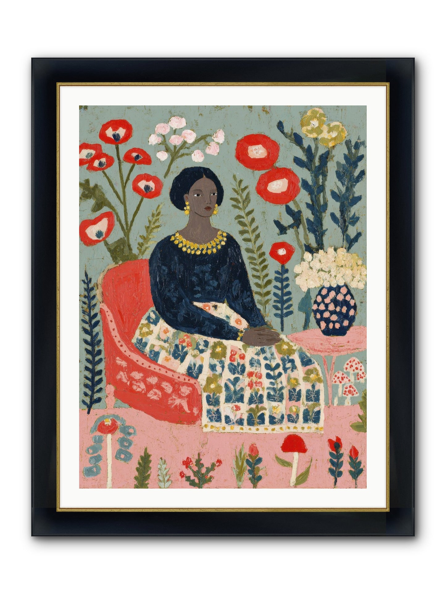 Patchwork Petals & Promise Framed Print - Wide Black w/Gold 30x40