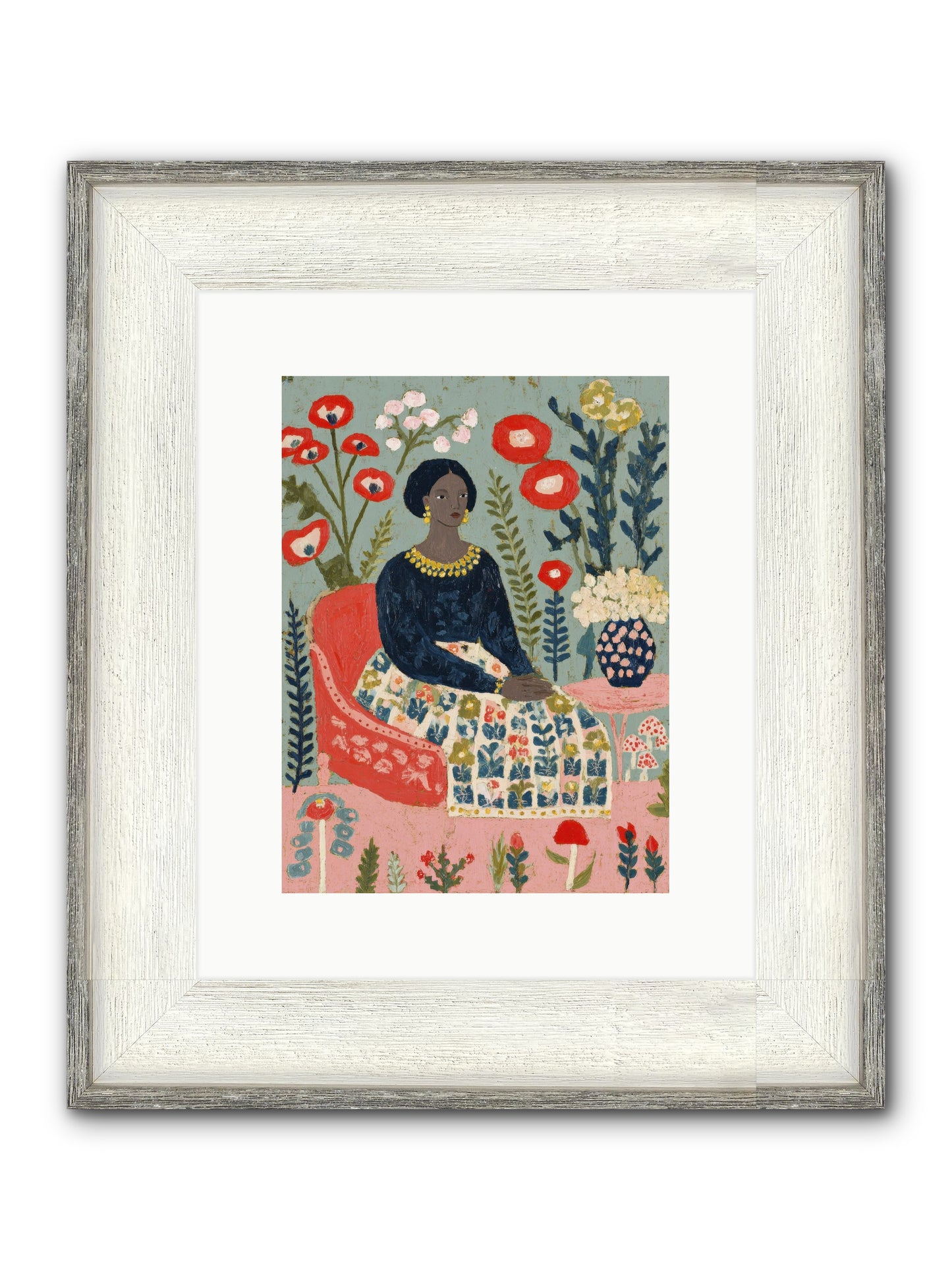 Patchwork Petals & Promise Framed Print - Driftwood White 9x12