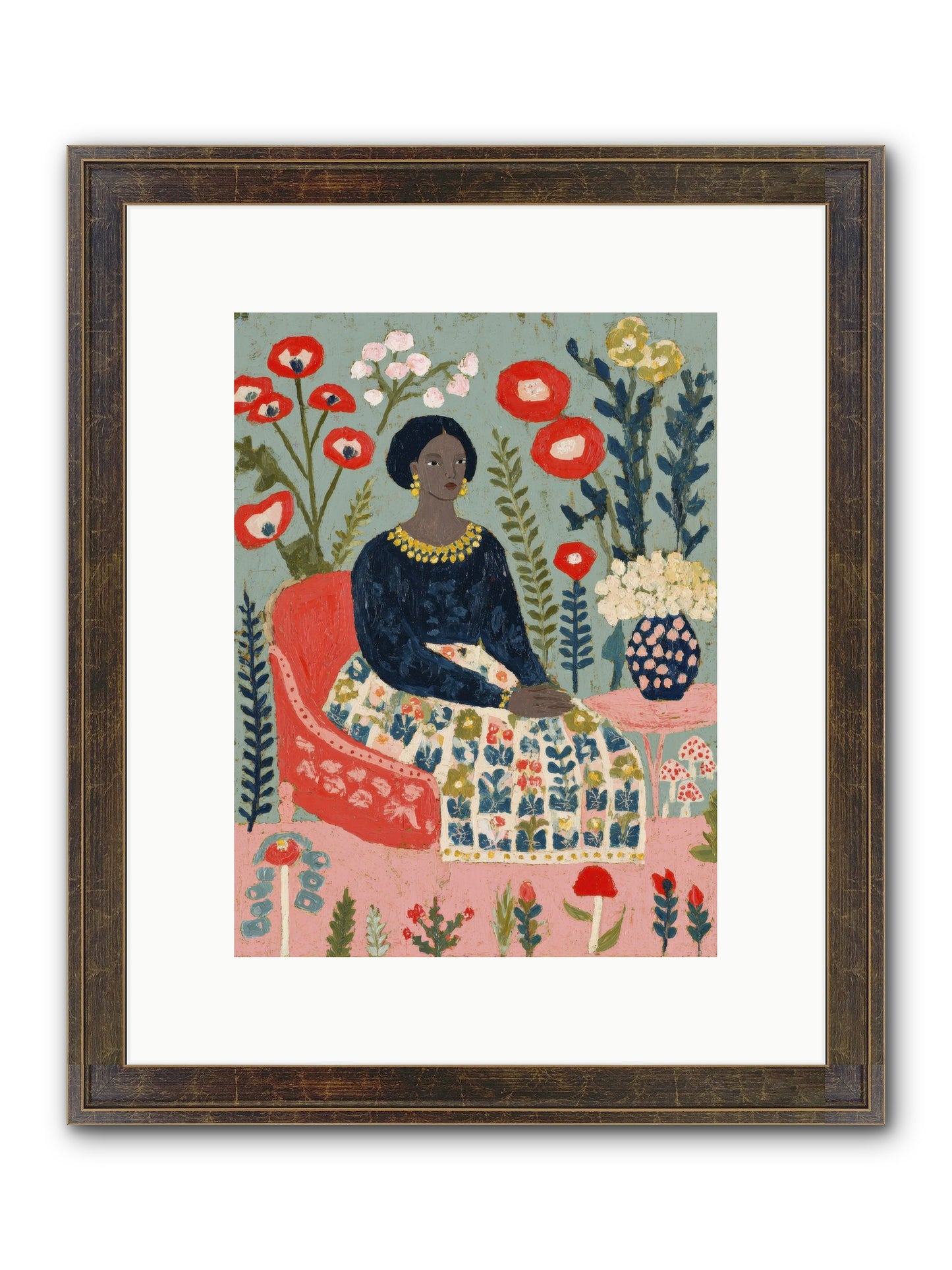 Patchwork Petals & Promise Framed Print - Slimwoods Black/Gold 9x12