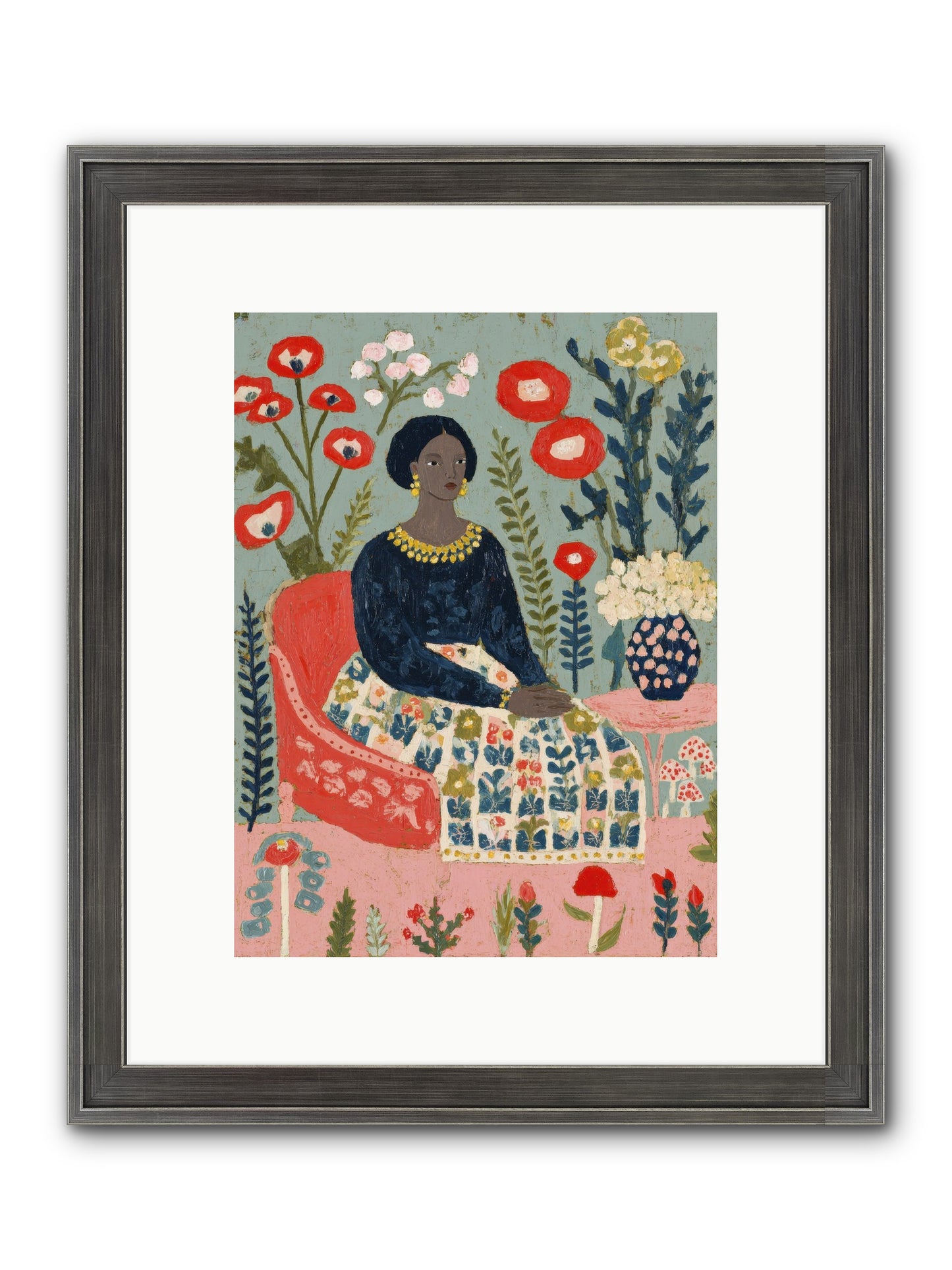 Patchwork Petals & Promise Framed Print - Slimwoods Black/Silver 9x12