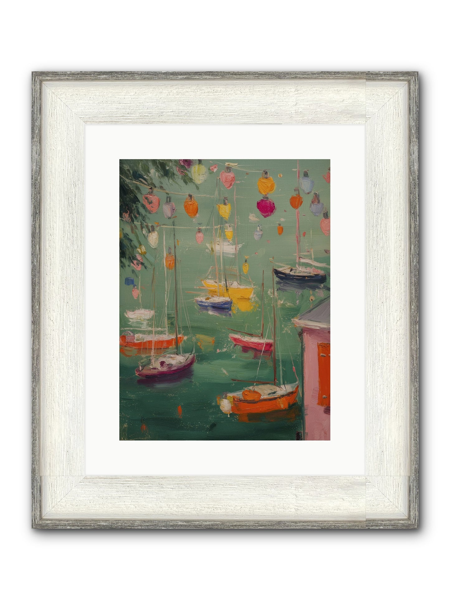 Peaceful Anchorage Framed Print - Driftwood White 12x16