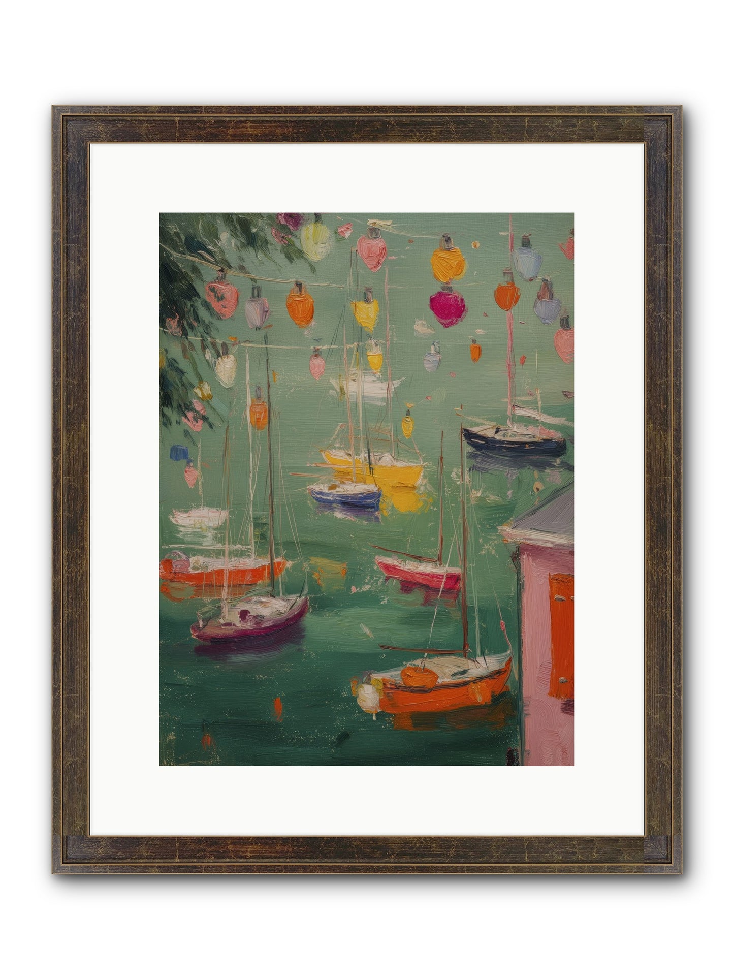 Peaceful Anchorage Framed Print - Slimwoods Black/Gold 12x16