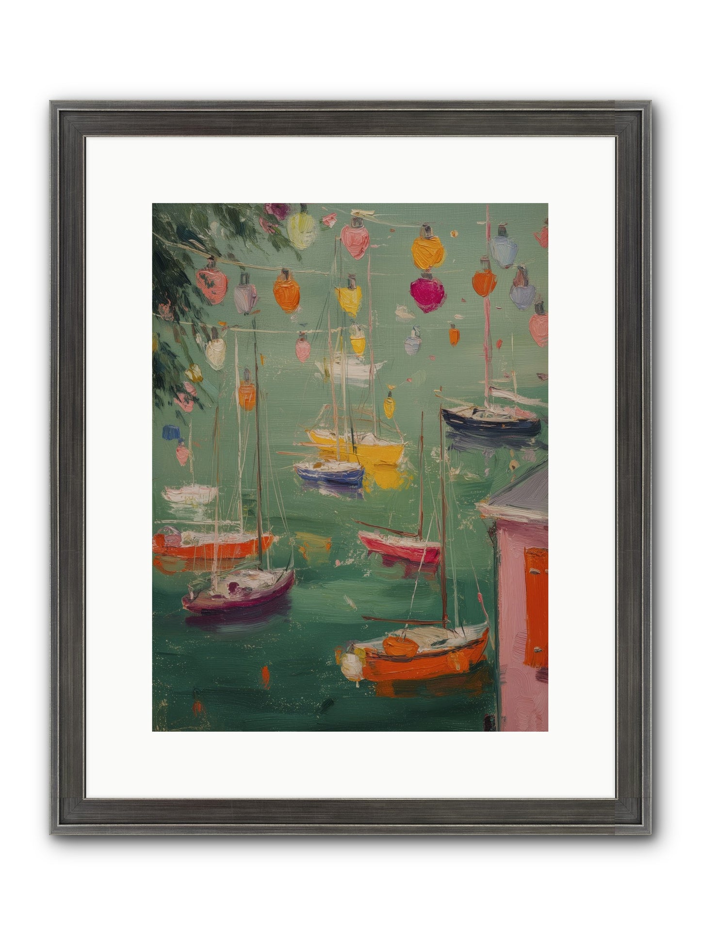 Peaceful Anchorage Framed Print - Slimwoods Black/Silver 12x16