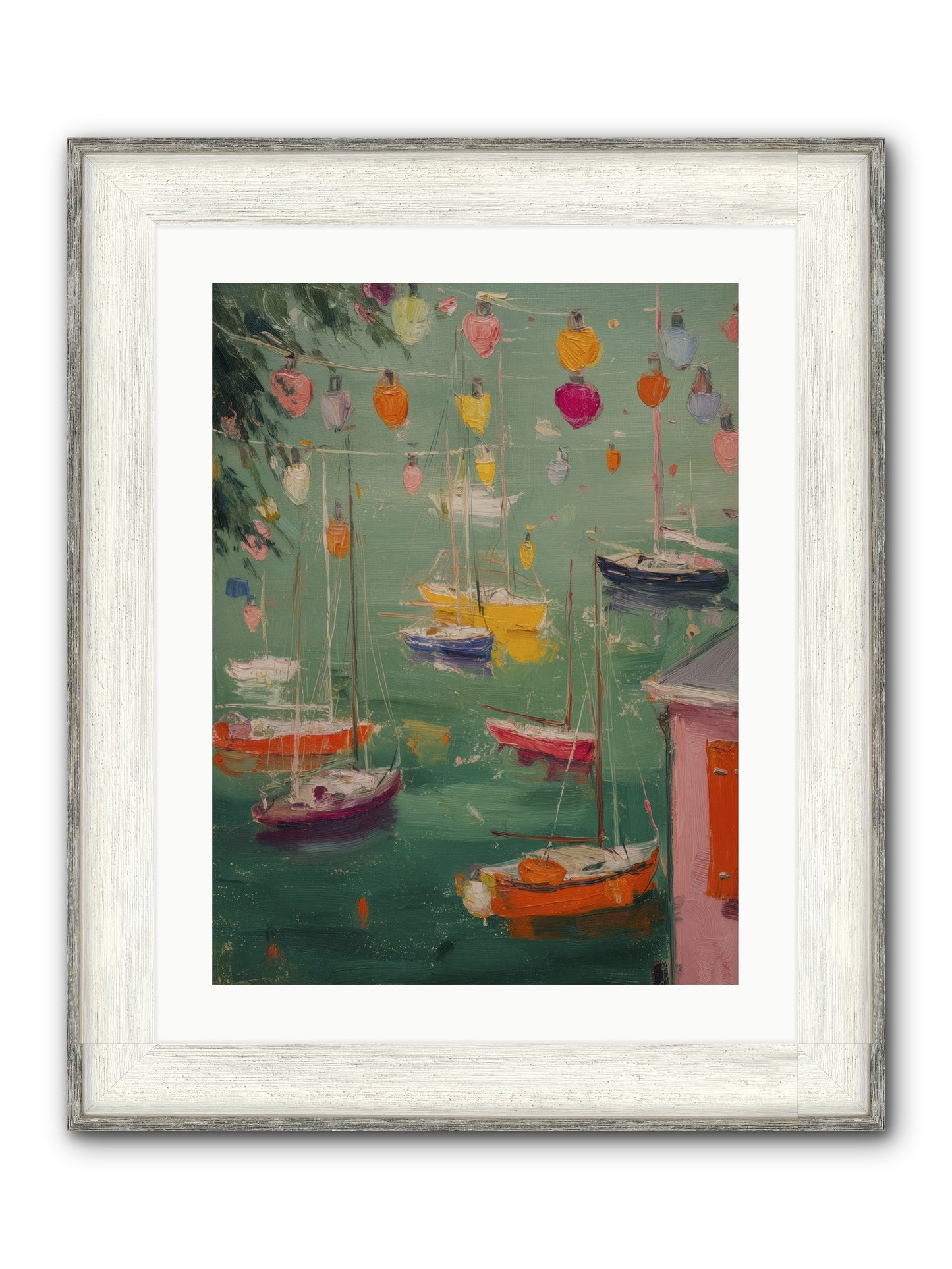 Peaceful Anchorage Framed Print - Driftwood White 18x24