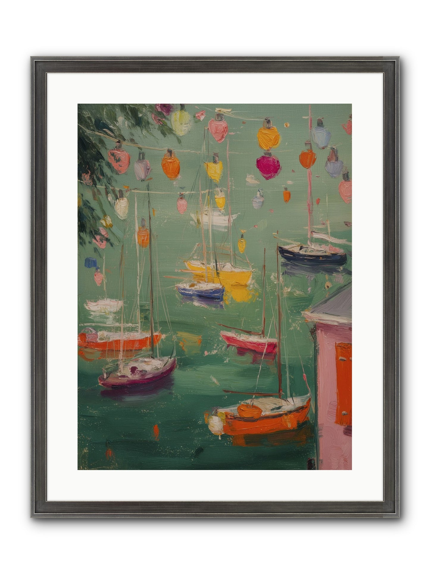 Peaceful Anchorage Framed Print - Slimwoods Black/Silver 18x24