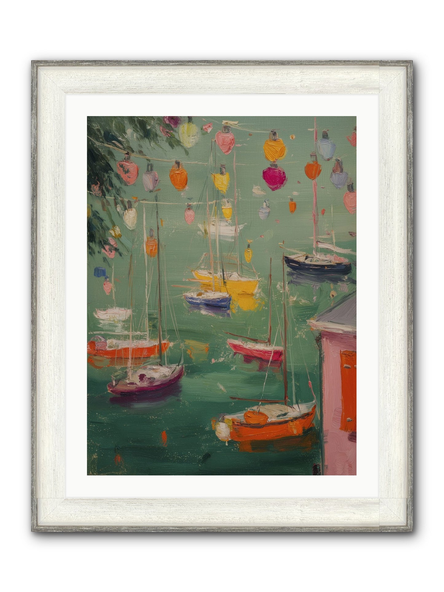 Peaceful Anchorage Framed Print - Driftwood White 24x32