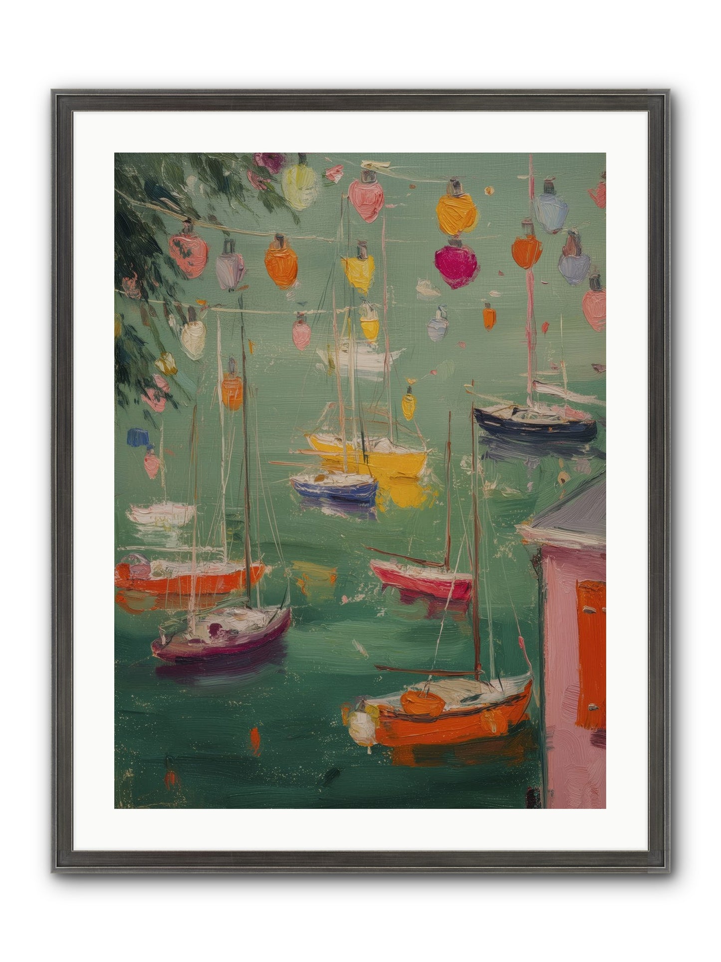 Peaceful Anchorage Framed Print - Slimwoods Black/Silver 24x32