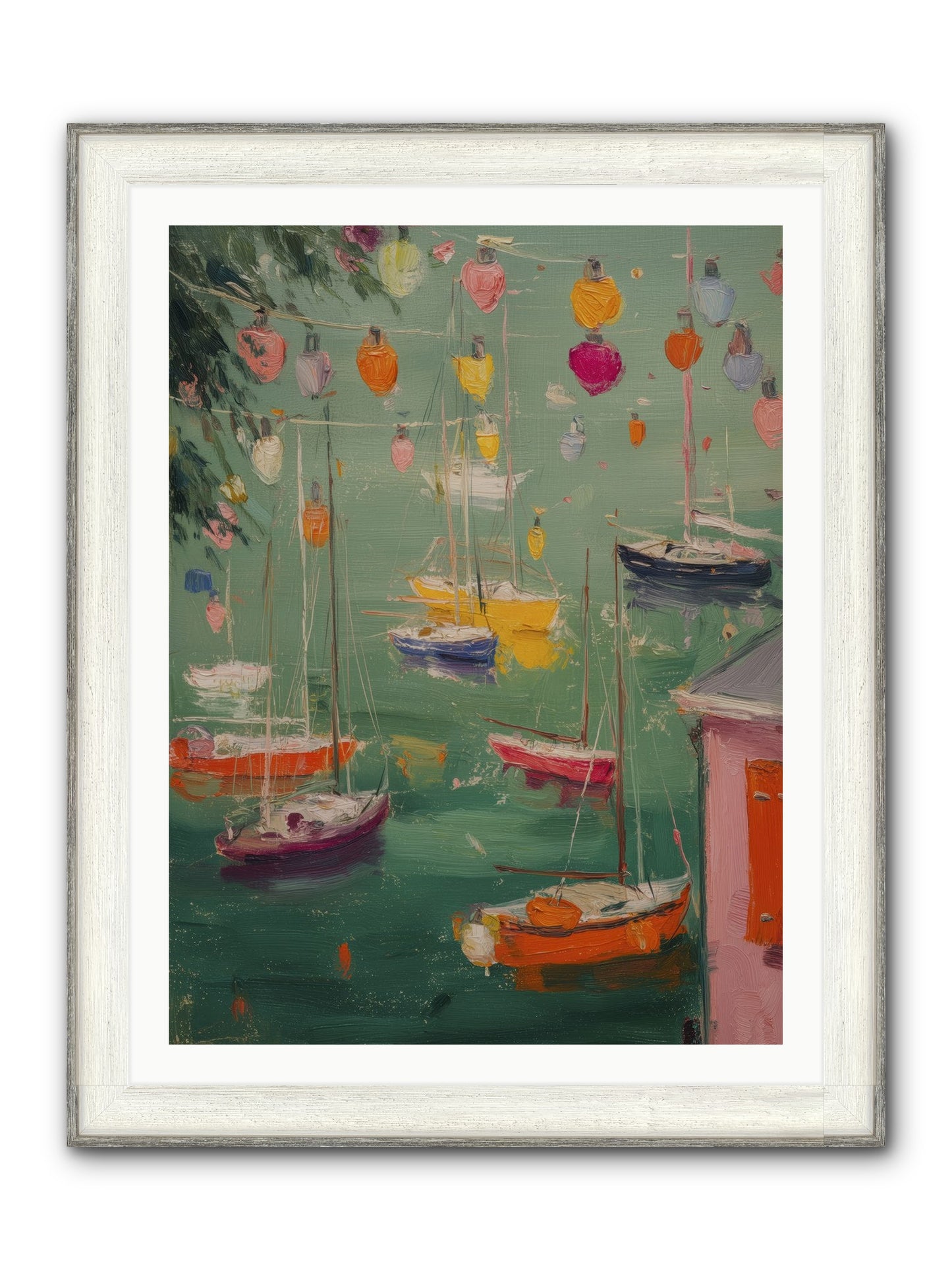 Peaceful Anchorage Framed Print - Driftwood White 30x40