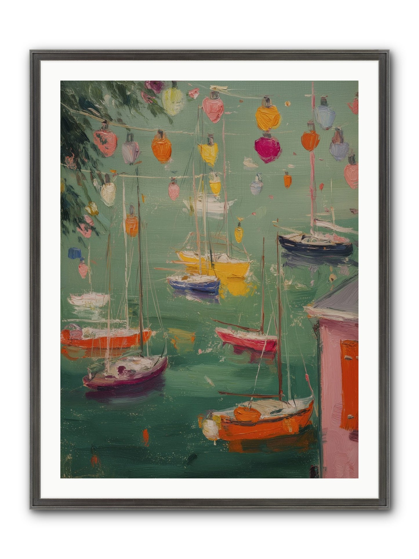 Peaceful Anchorage Framed Print - Slimwoods Black/Silver 30x40