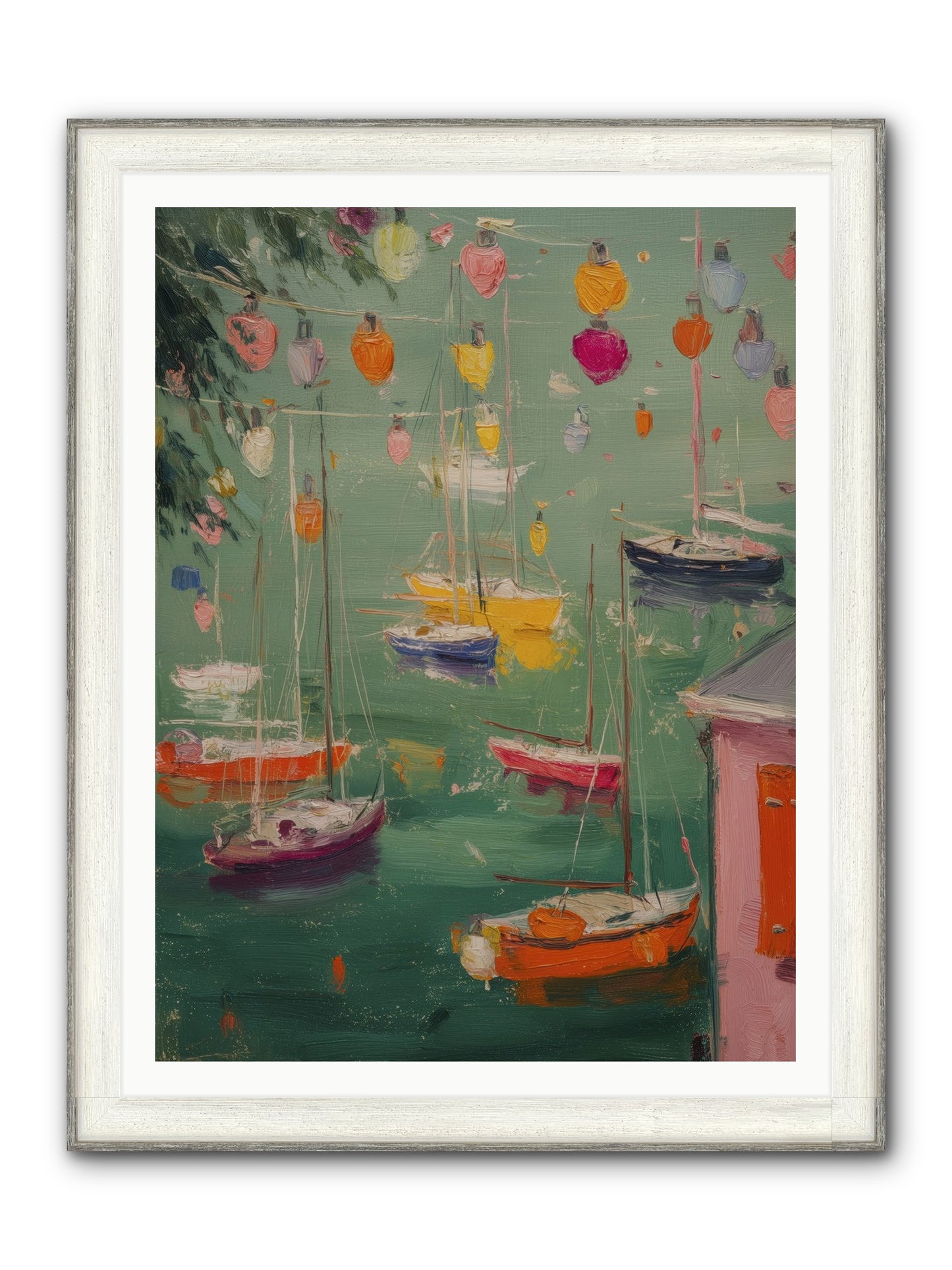 Peaceful Anchorage Framed Print - Driftwood White 36x48