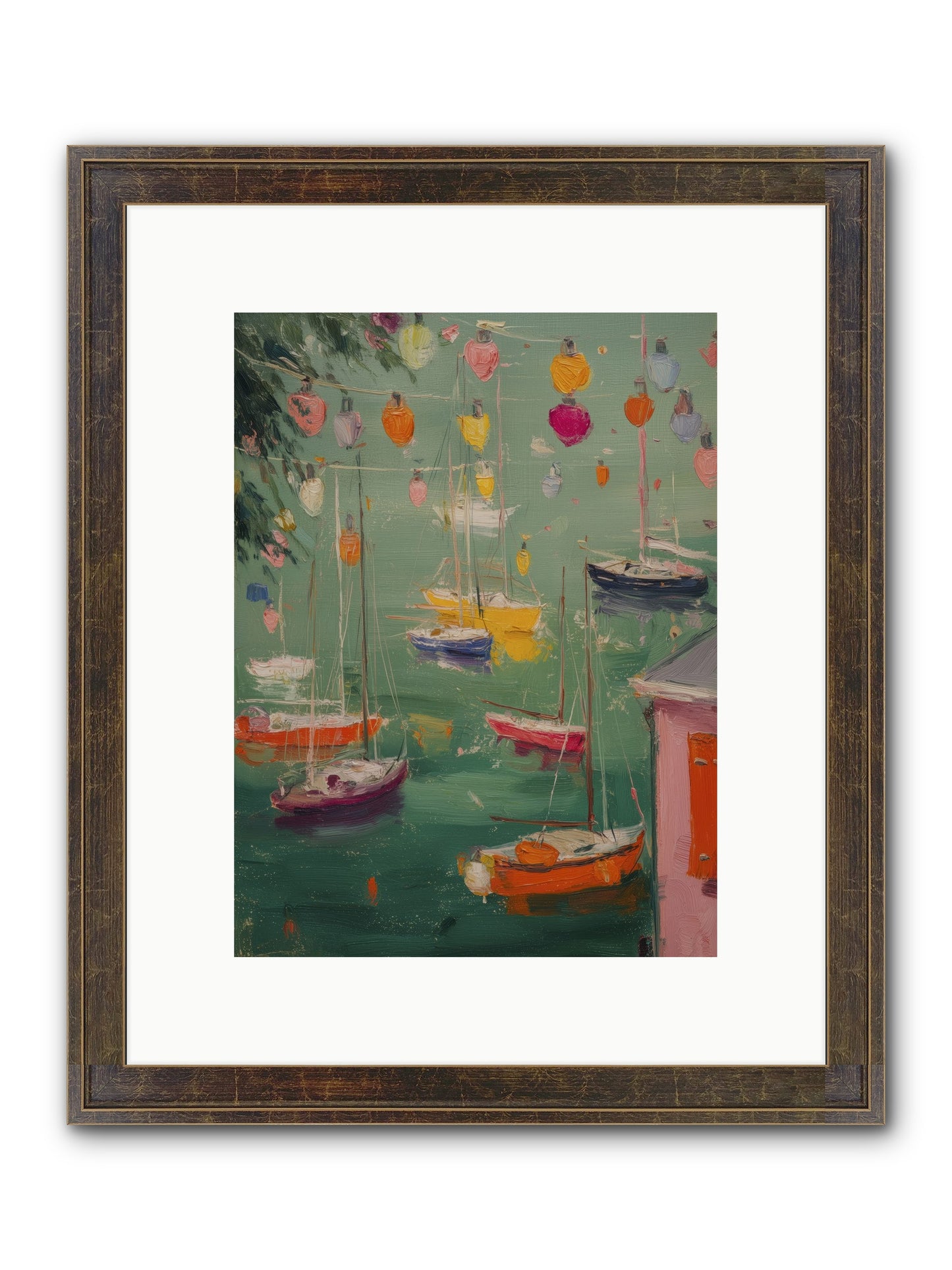 Peaceful Anchorage Framed Print - Slimwoods Black/Gold 9x12