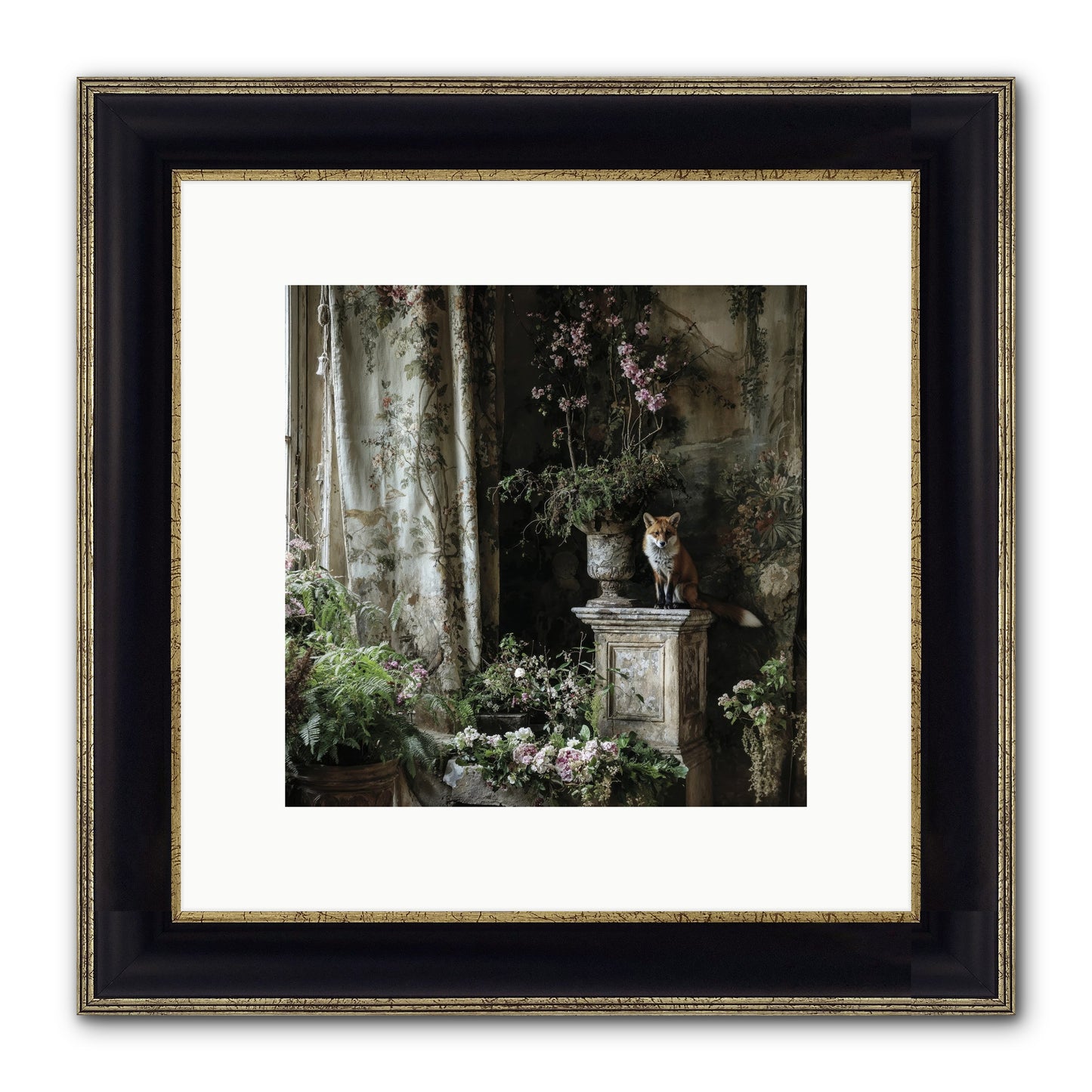 Peachleaf Sunday Framed Print - Black & Gold 10x10