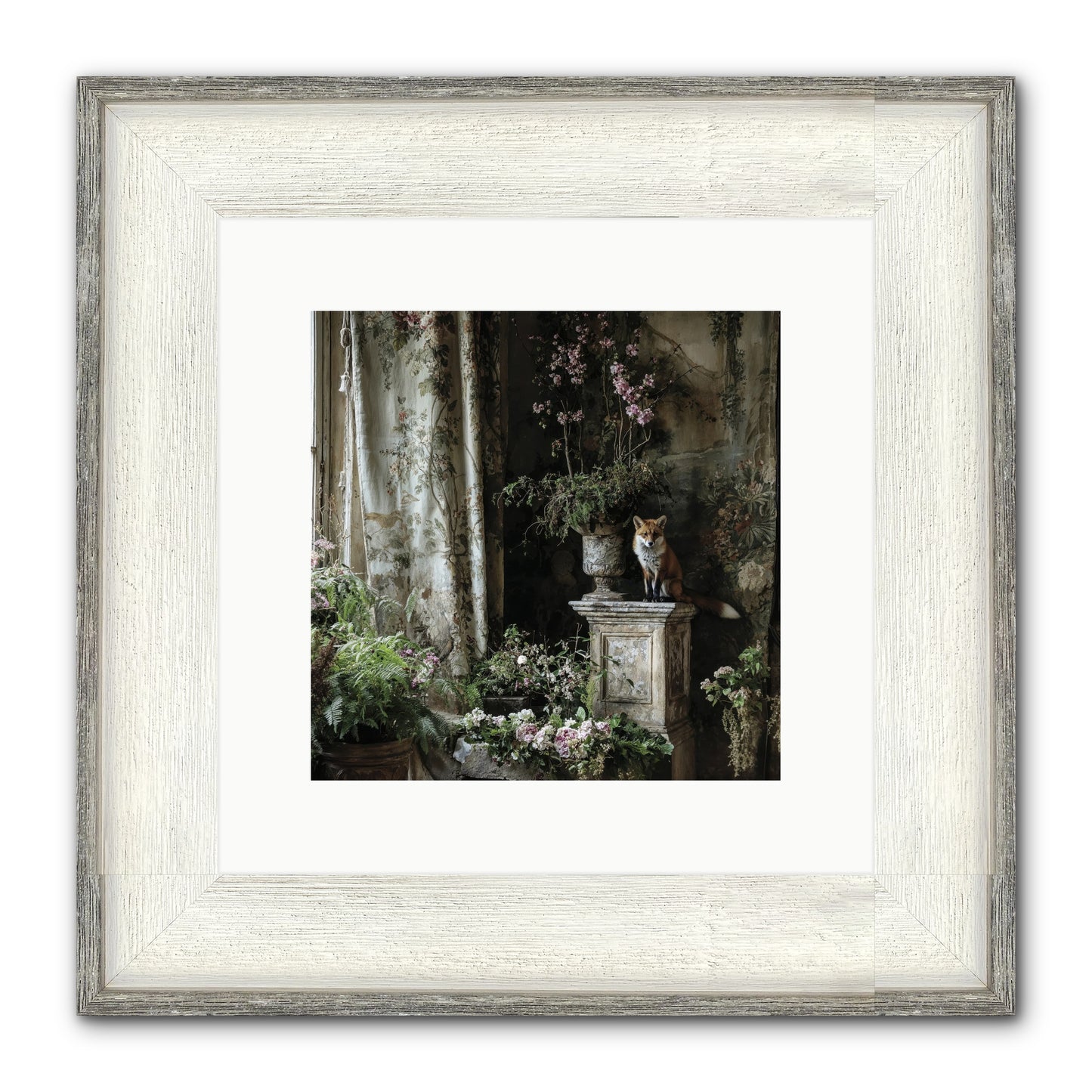 Peachleaf Sunday Framed Print - Driftwood White 10x10