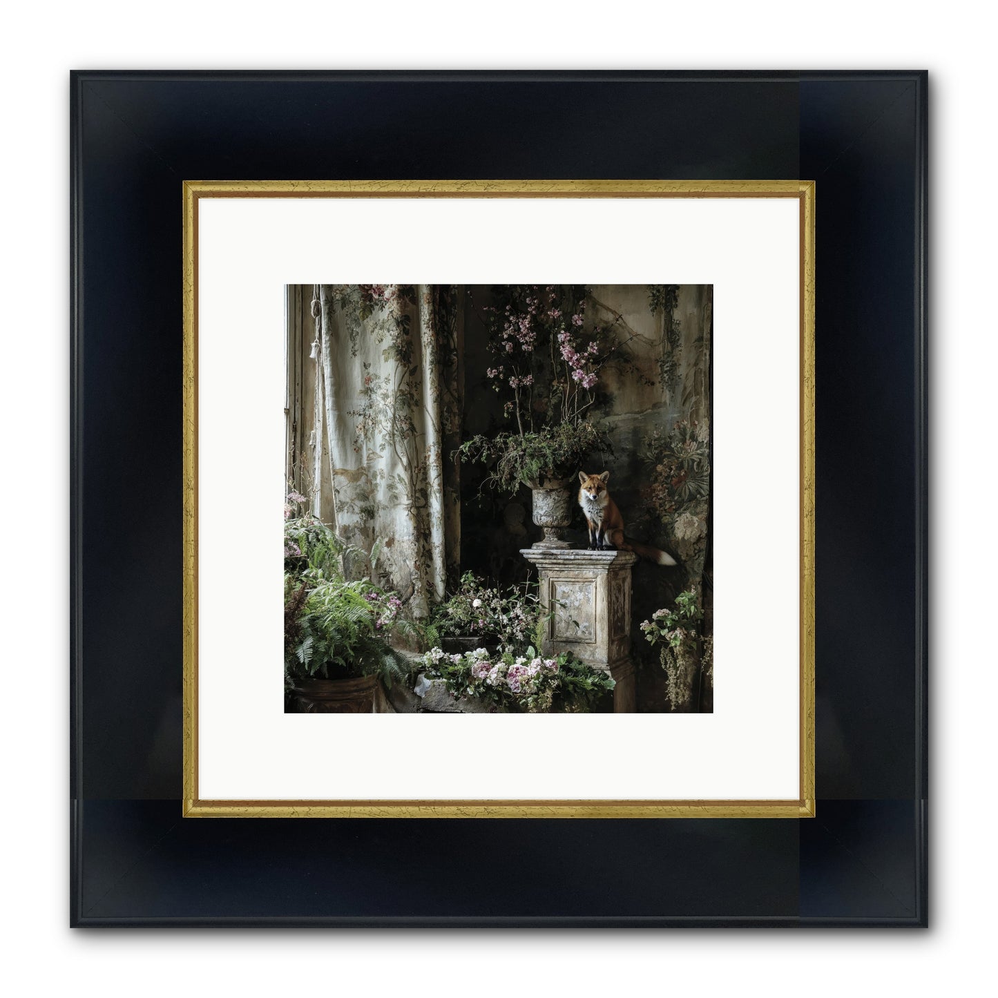 Peachleaf Sunday Framed Print - Wide Black w/Gold 10x10