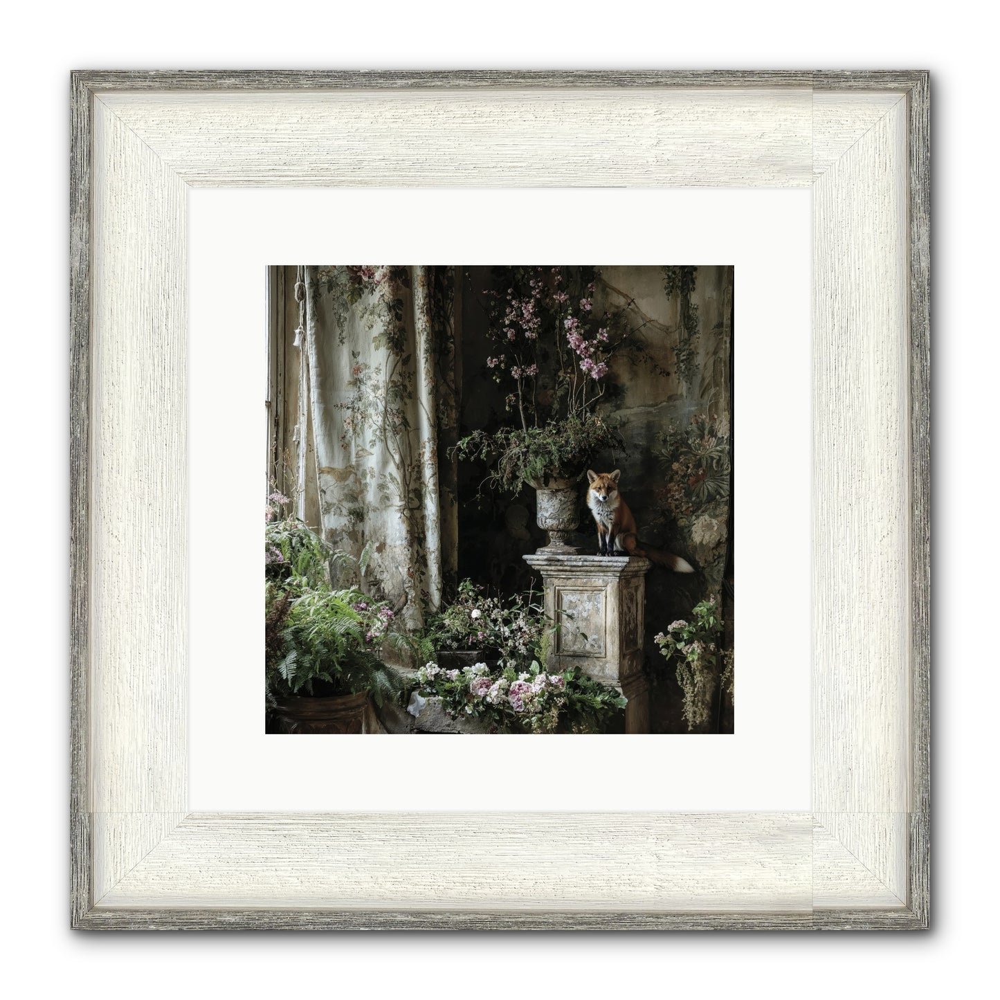 Peachleaf Sunday Framed Print - Driftwood White 12x12