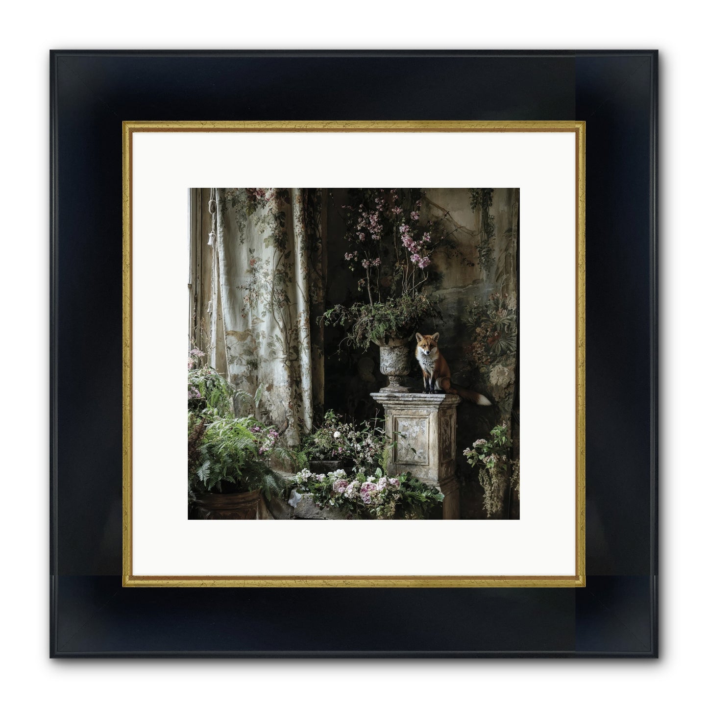 Peachleaf Sunday Framed Print - Wide Black w/Gold 12x12