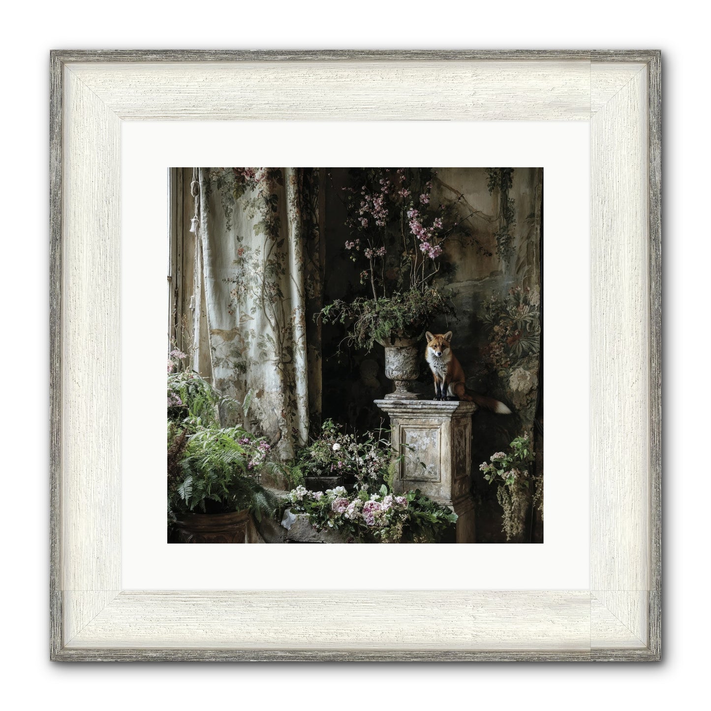 Peachleaf Sunday Framed Print - Driftwood White 16x16