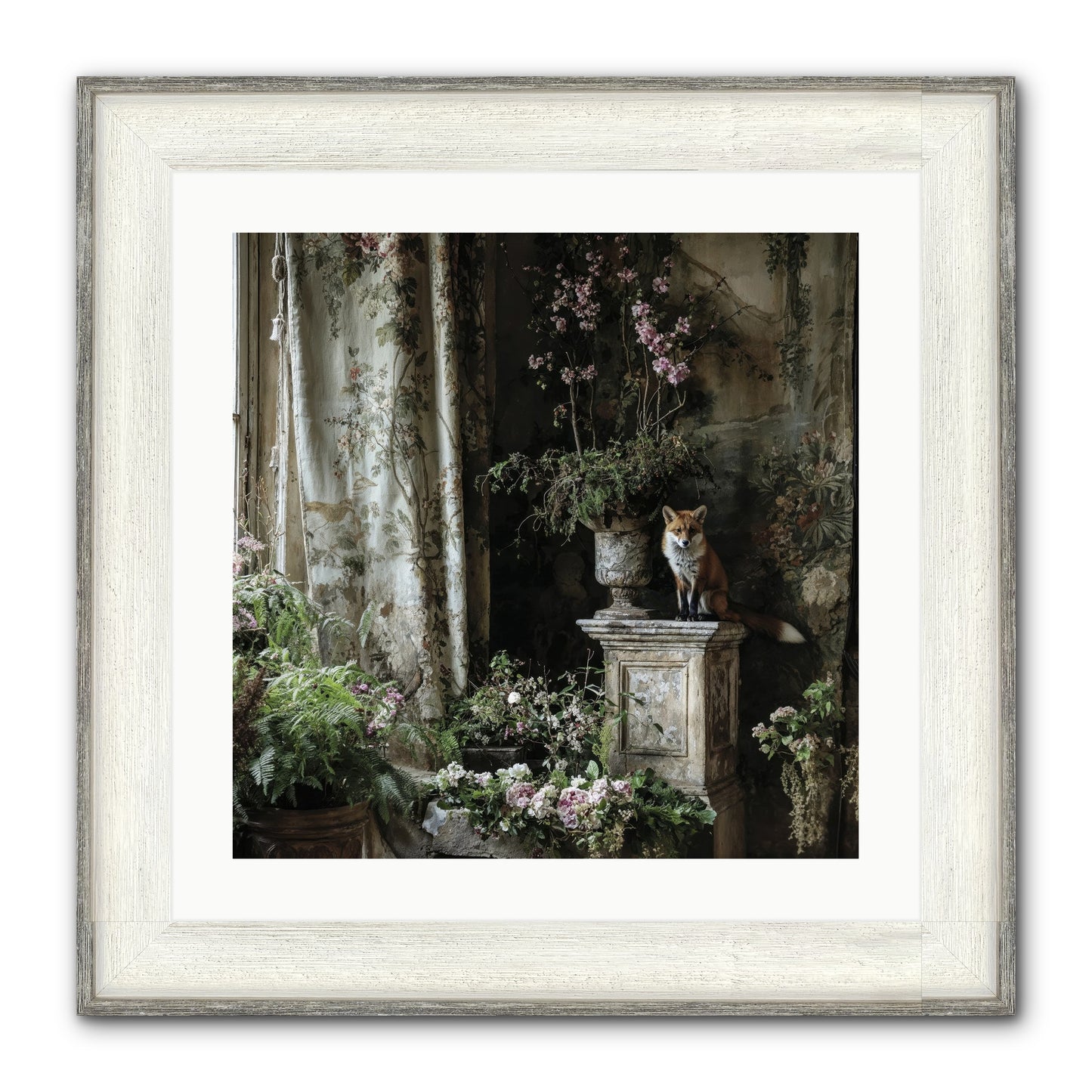 Peachleaf Sunday Framed Print - Driftwood White 20x20