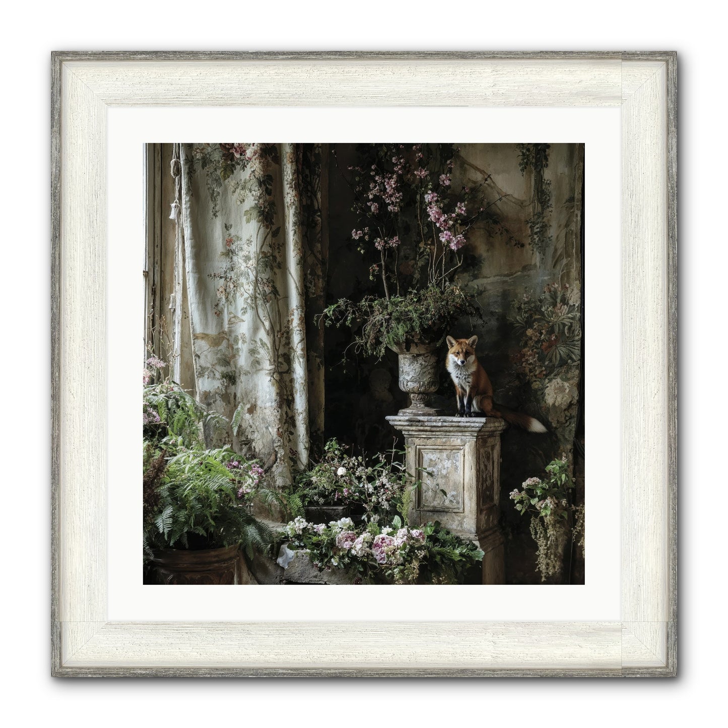 Peachleaf Sunday Framed Print - Driftwood White 24x24