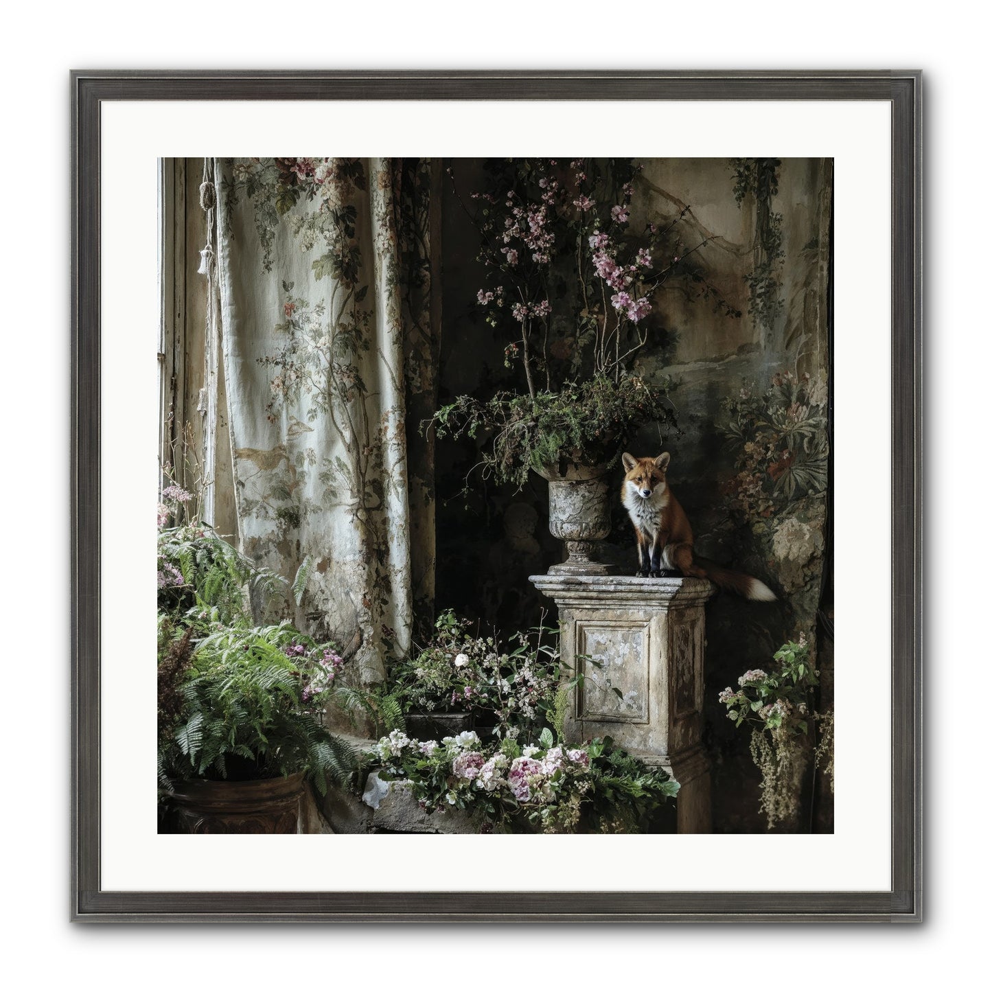 Peachleaf Sunday Framed Print - Slimwoods Black/Silver 24x24