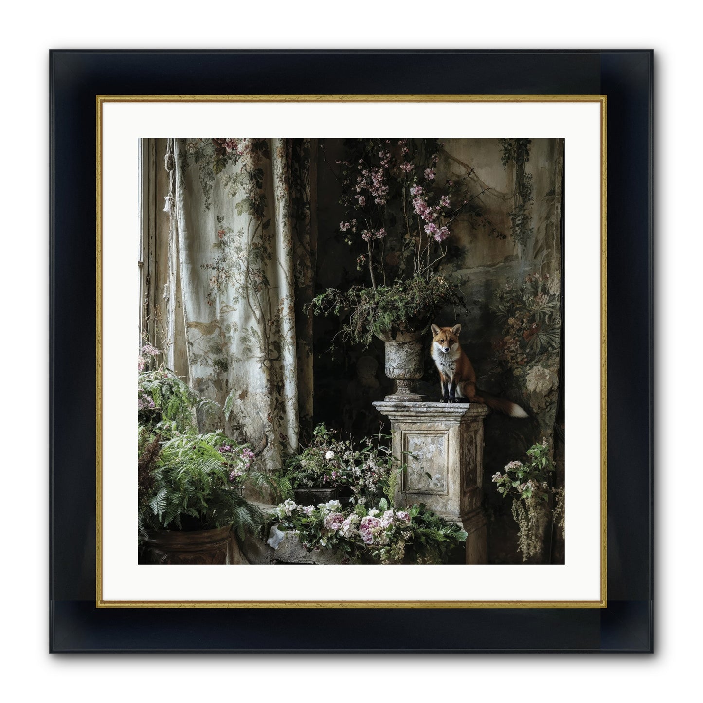 Peachleaf Sunday Framed Print - Wide Black w/Gold 24x24