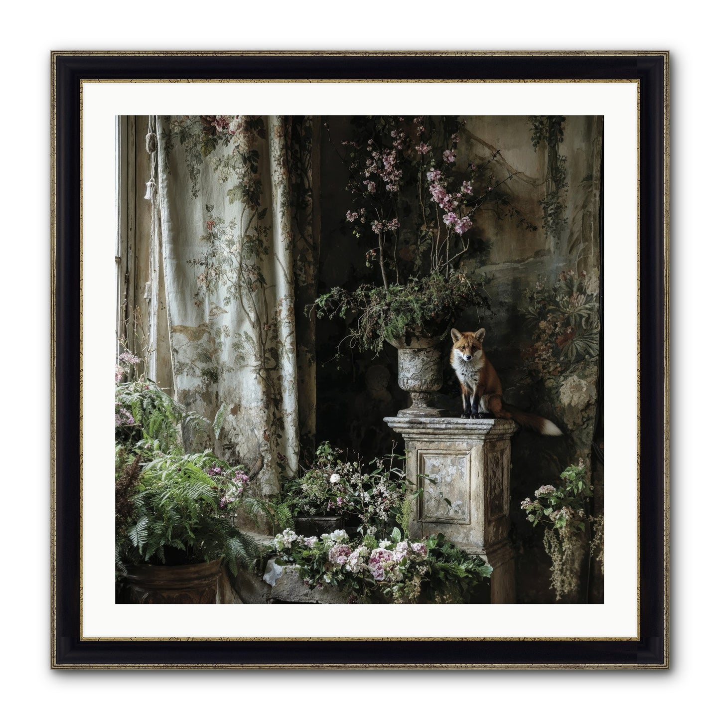 Peachleaf Sunday Framed Print - Black & Gold 30x30
