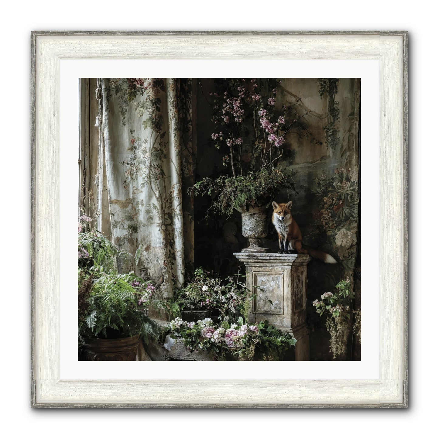 Peachleaf Sunday Framed Print - Driftwood White 30x30