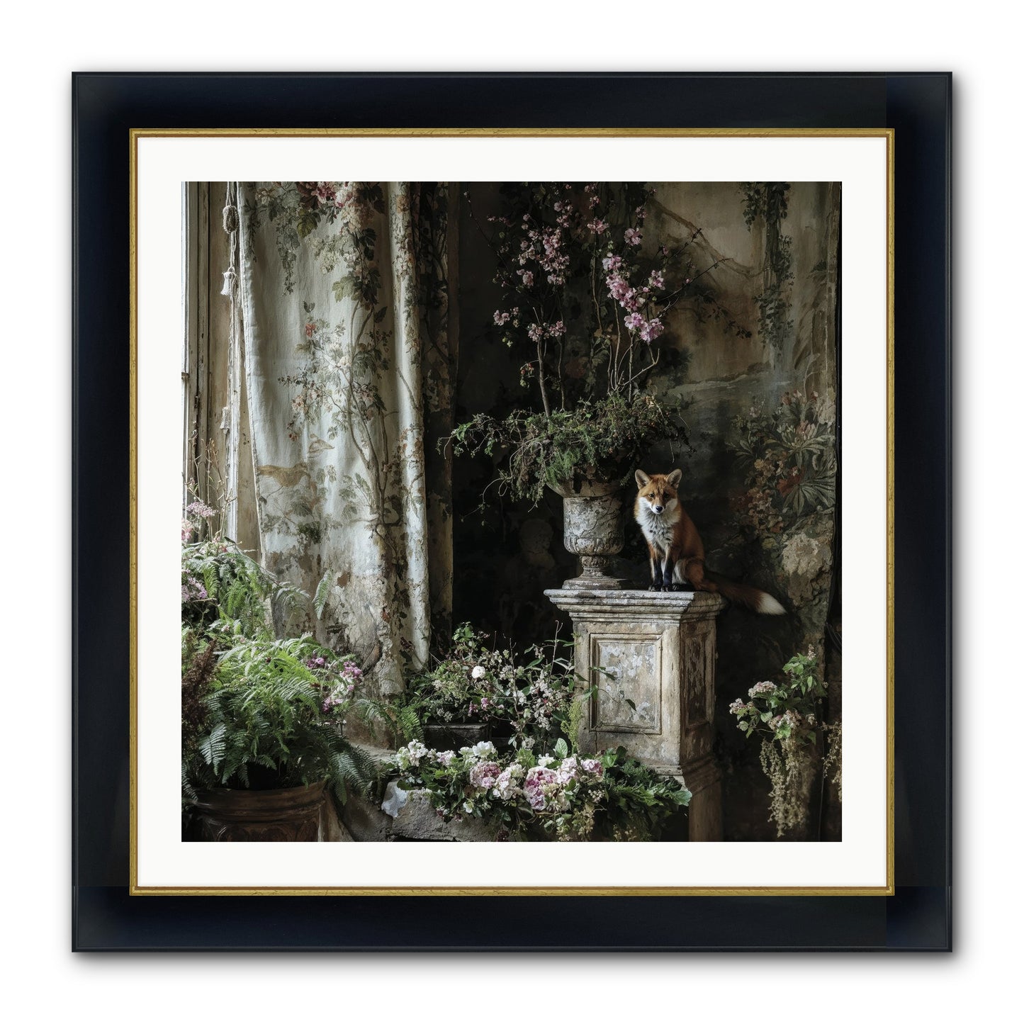 Peachleaf Sunday Framed Print - Wide Black w/Gold 30x30