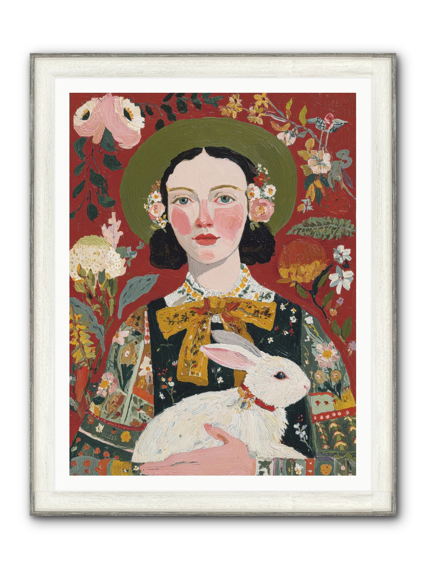 Pear Blossom Press Framed Print - Driftwood White 36x48