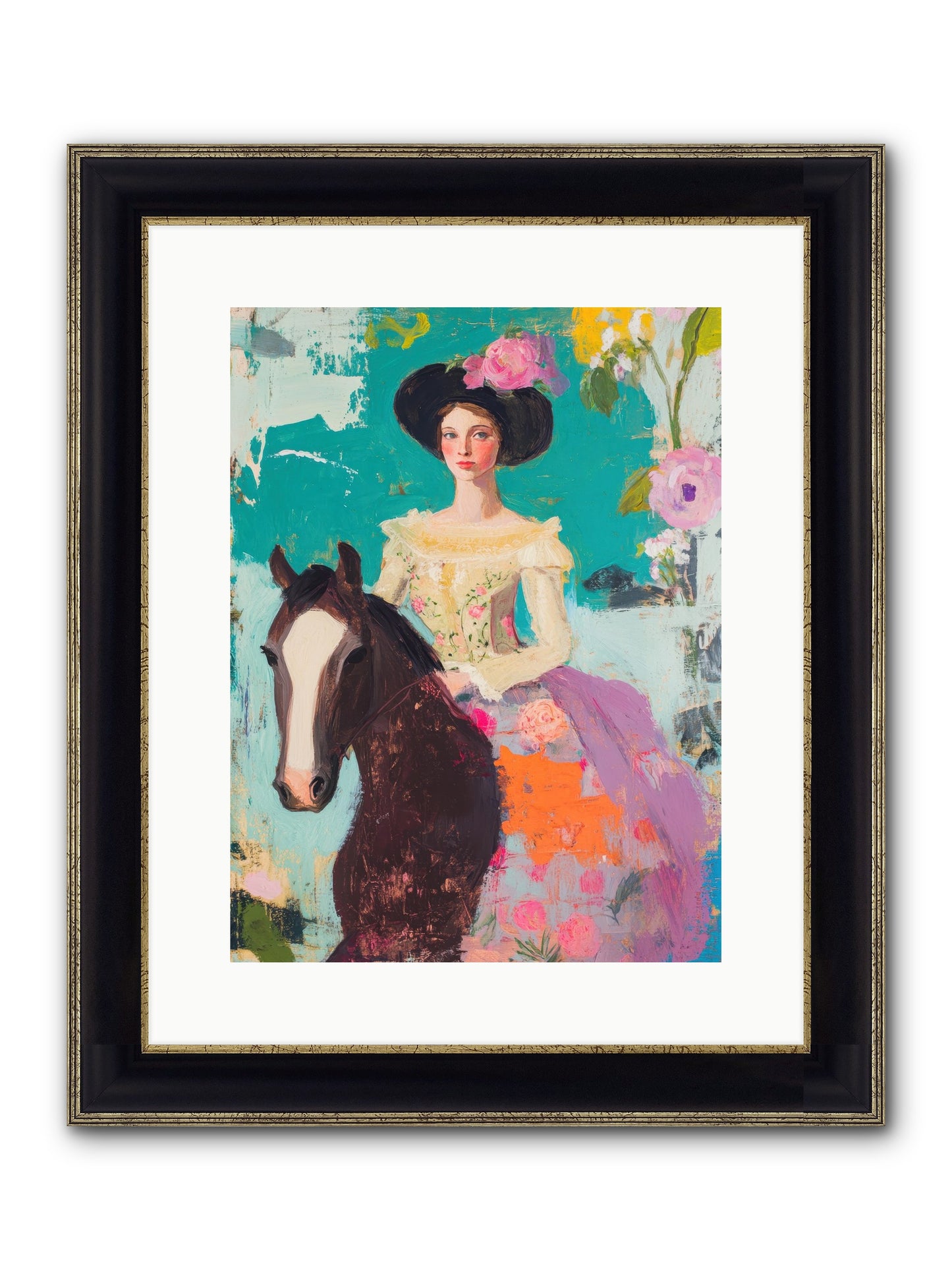 Pearl Dust Trail Framed Print - Black & Gold 12x16
