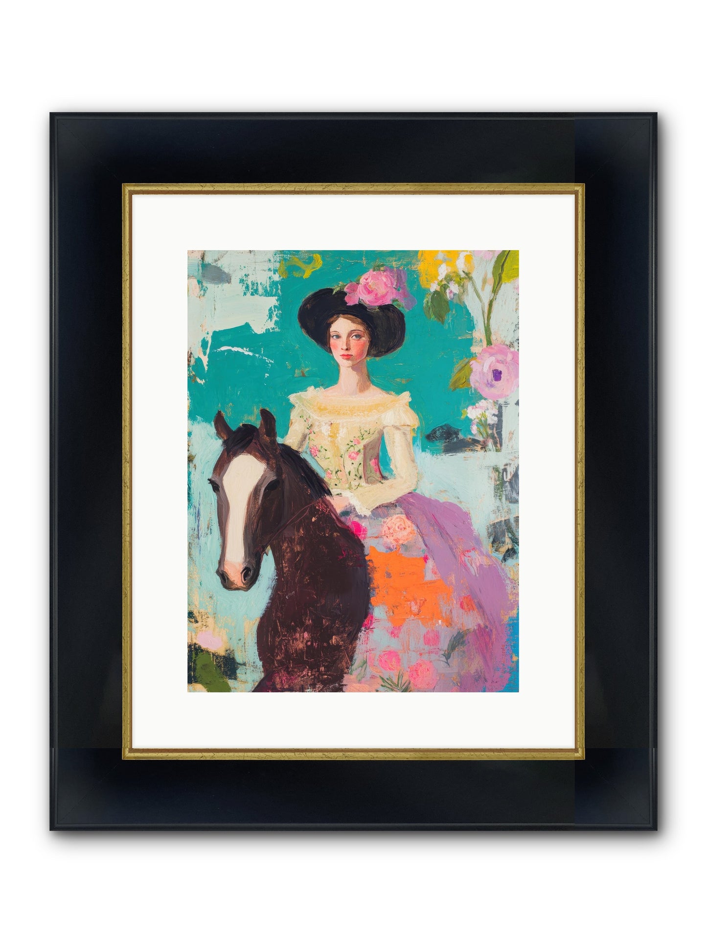 Pearl Dust Trail Framed Print - Wide Black w/Gold 12x16