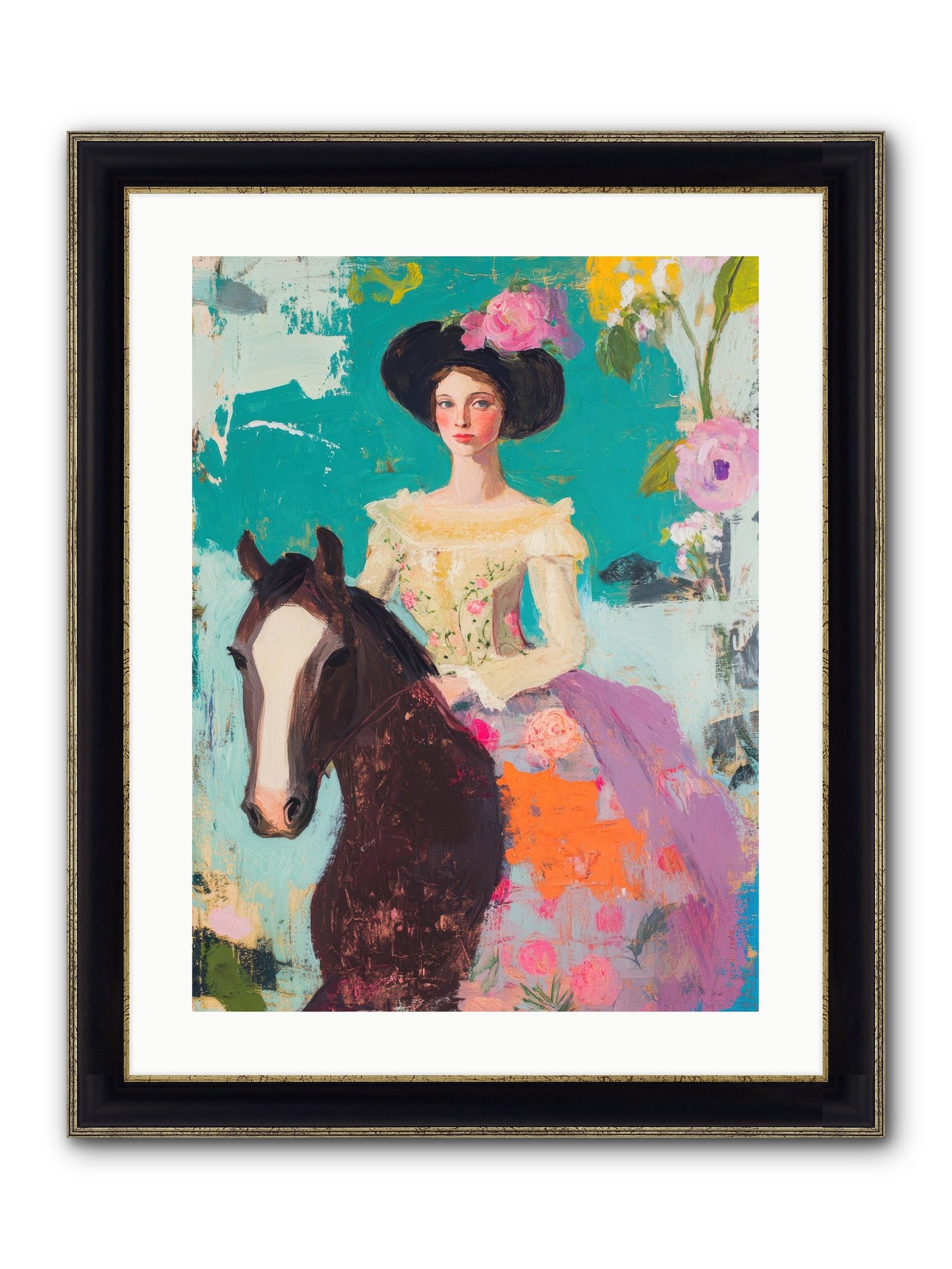Pearl Dust Trail Framed Print - Black & Gold 18x24