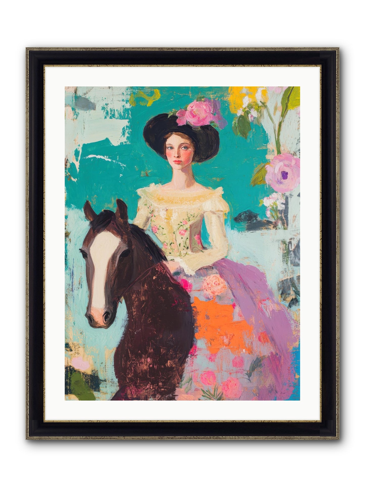 Pearl Dust Trail Framed Print - Black & Gold 24x32