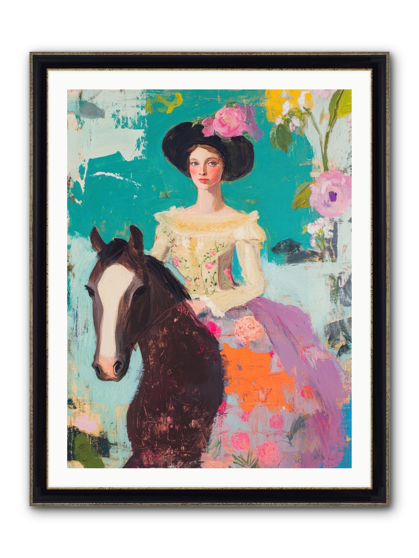 Pearl Dust Trail Framed Print - Black & Gold 30x40