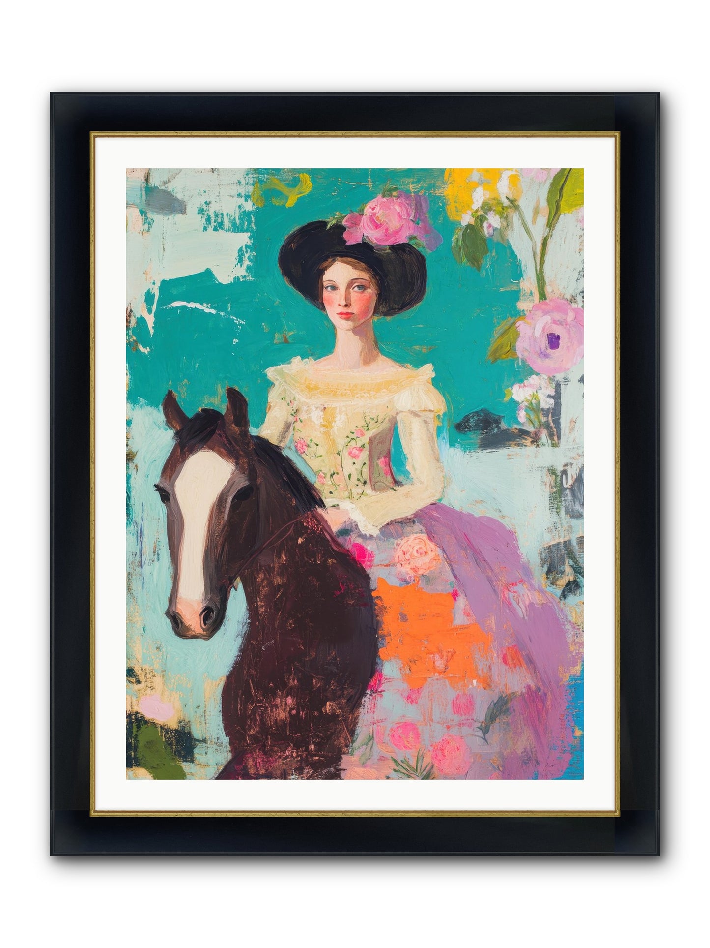 Pearl Dust Trail Framed Print - Wide Black w/Gold 30x40