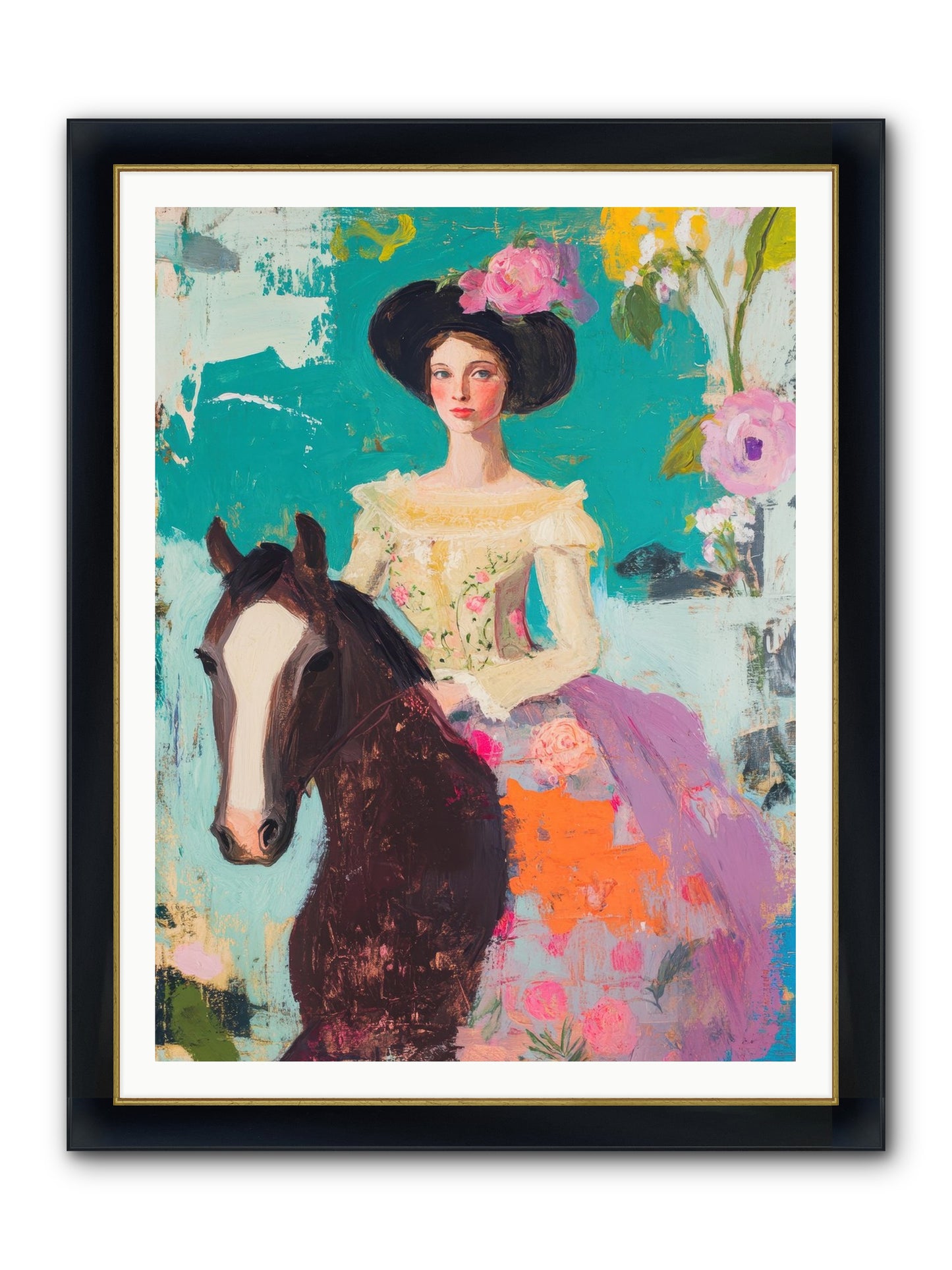 Pearl Dust Trail Framed Print - Wide Black w/Gold 36x48