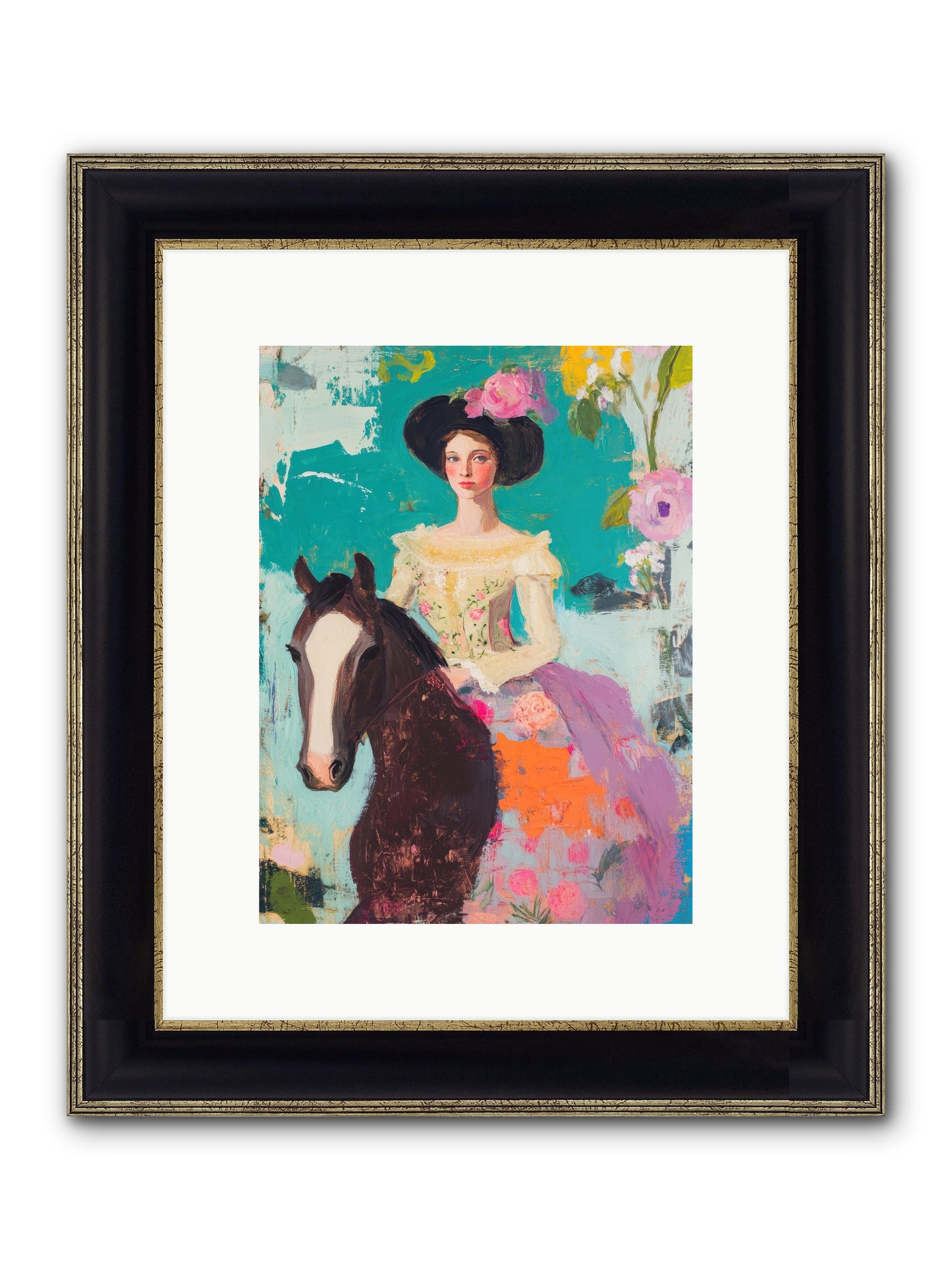 Pearl Dust Trail Framed Print - Black & Gold 9x12