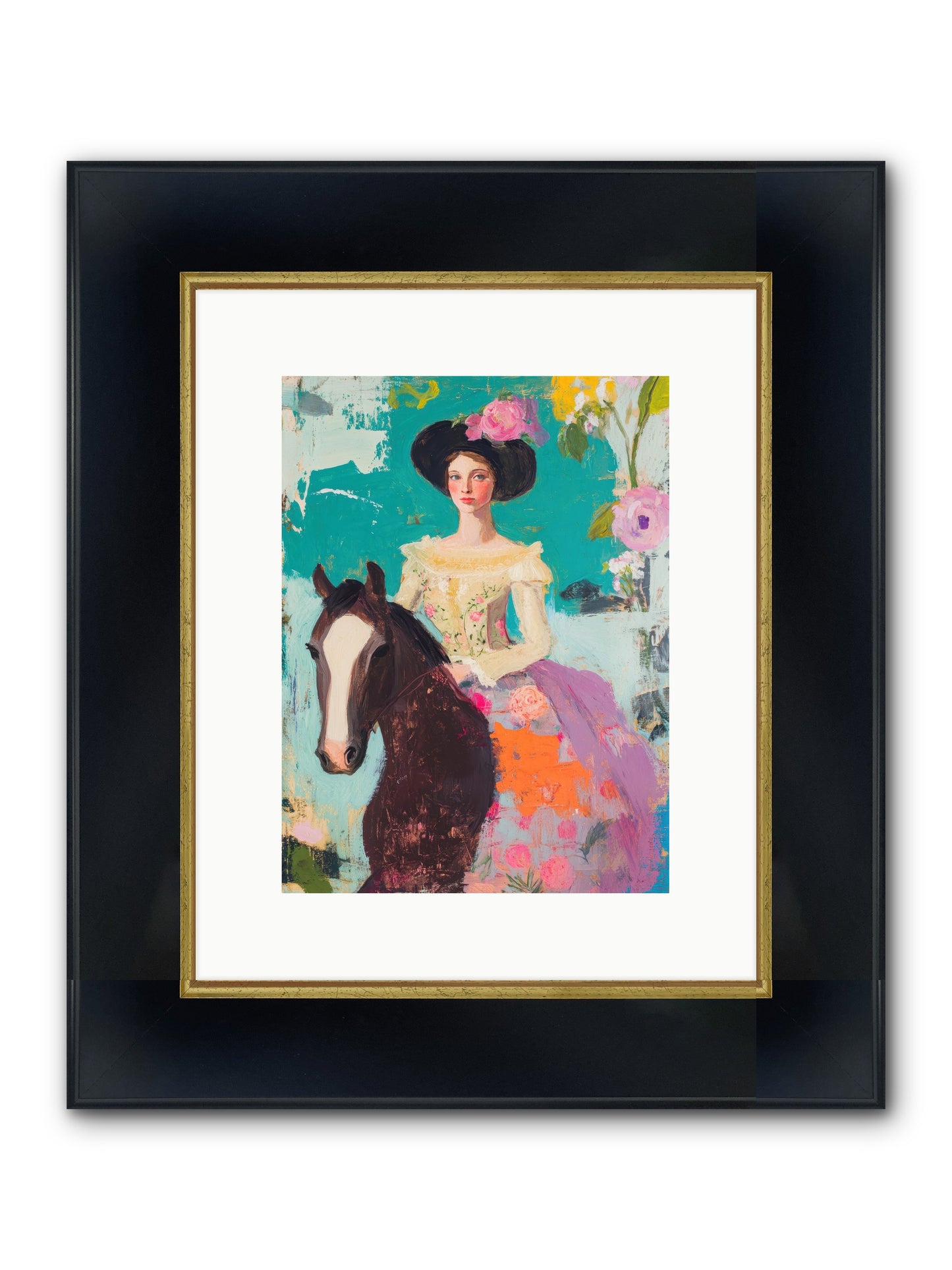 Pearl Dust Trail Framed Print - Wide Black w/Gold 9x12