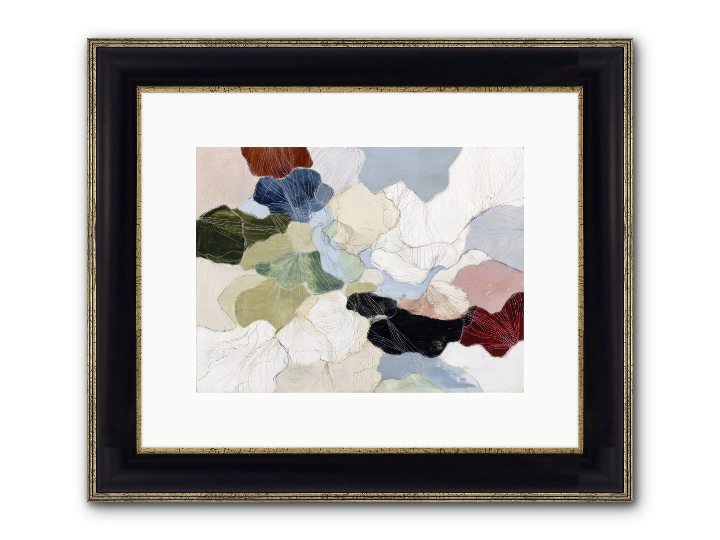 Pebble Framed Print - Black & Gold 12x9