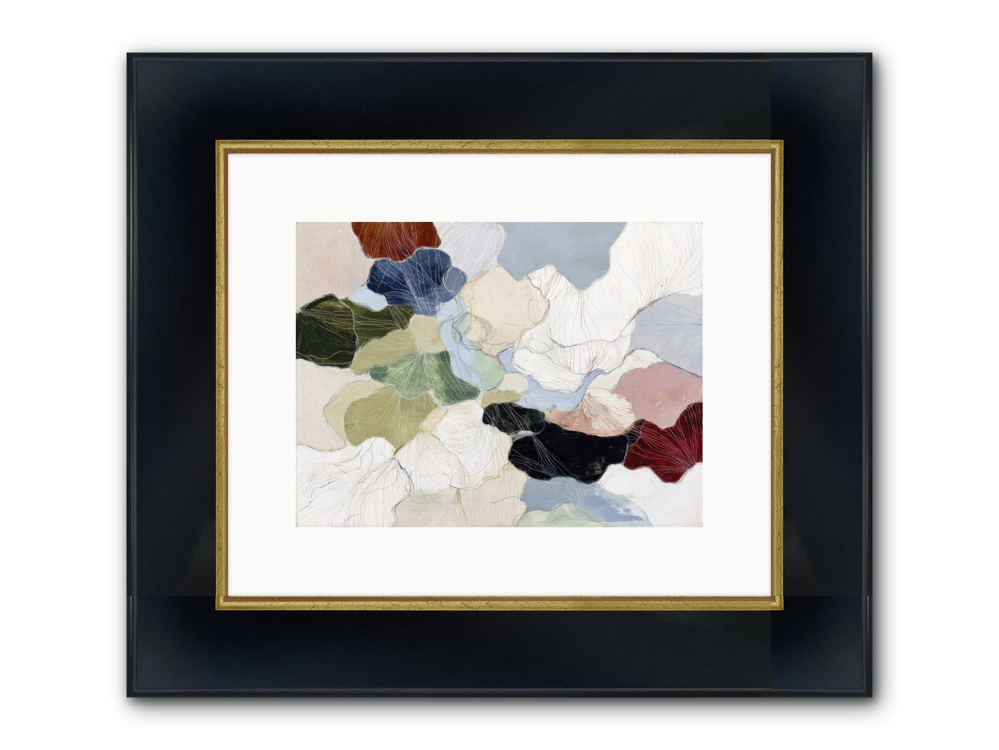 Pebble Framed Print - Wide Black w/Gold 12x9